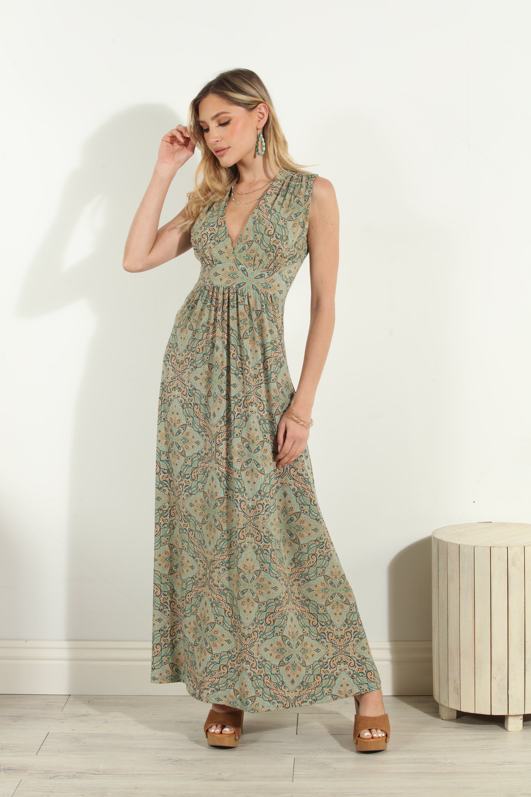 Neema Stretch V-Neck Maxi Dress