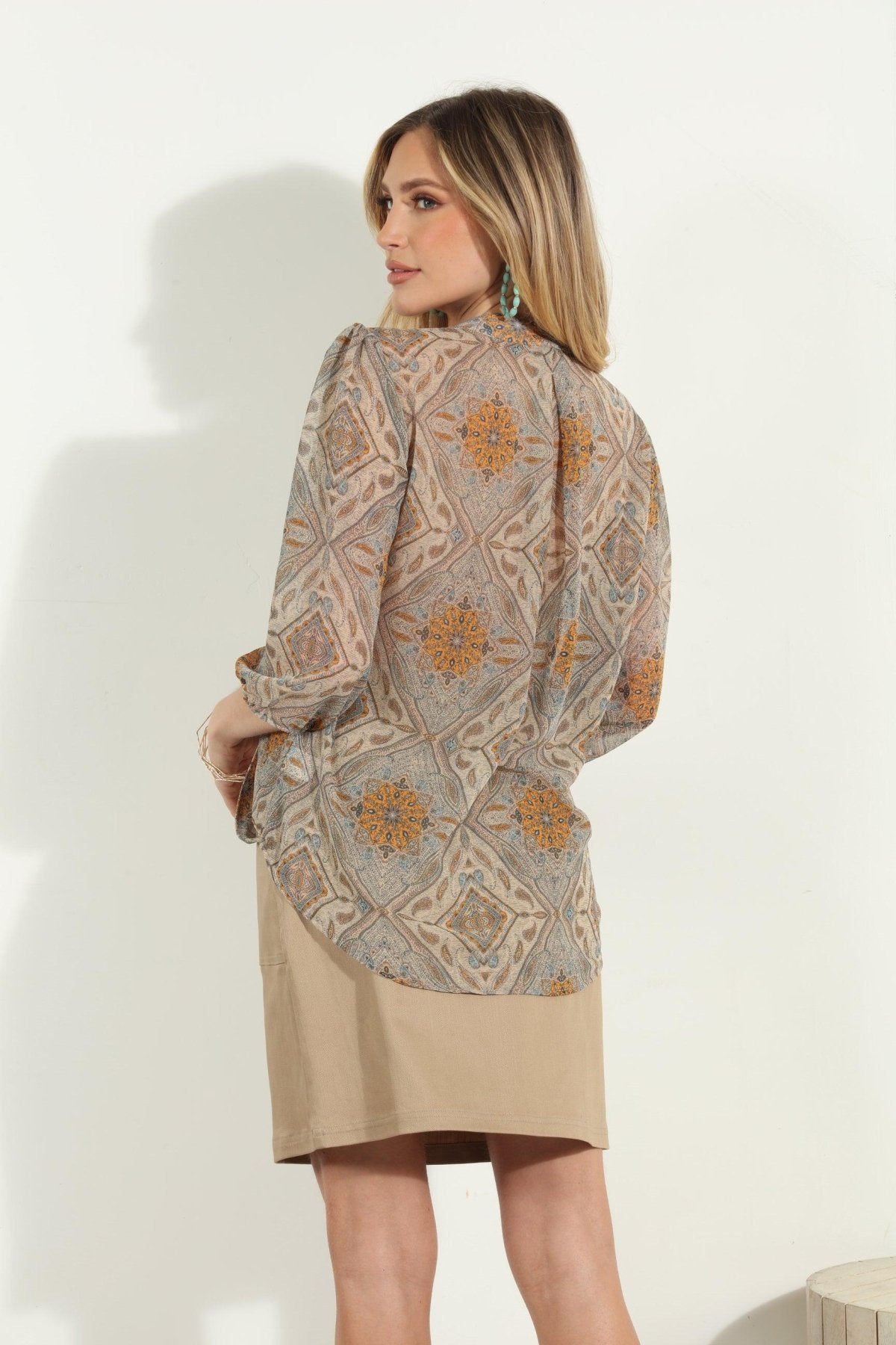 Bellah 3/4 Sleeve Surplice Blouse-FINAL SALE