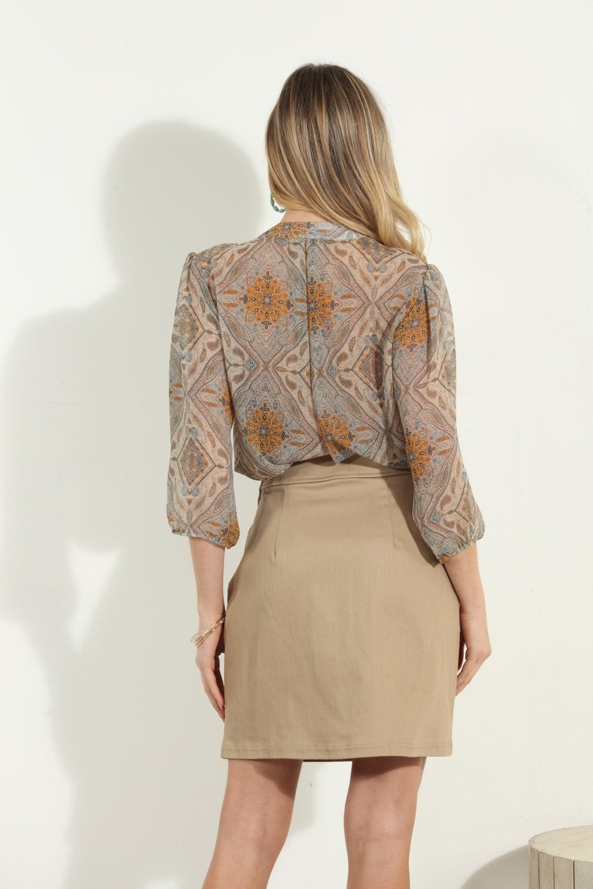 Bellah 3/4 Sleeve Surplice Blouse-FINAL SALE