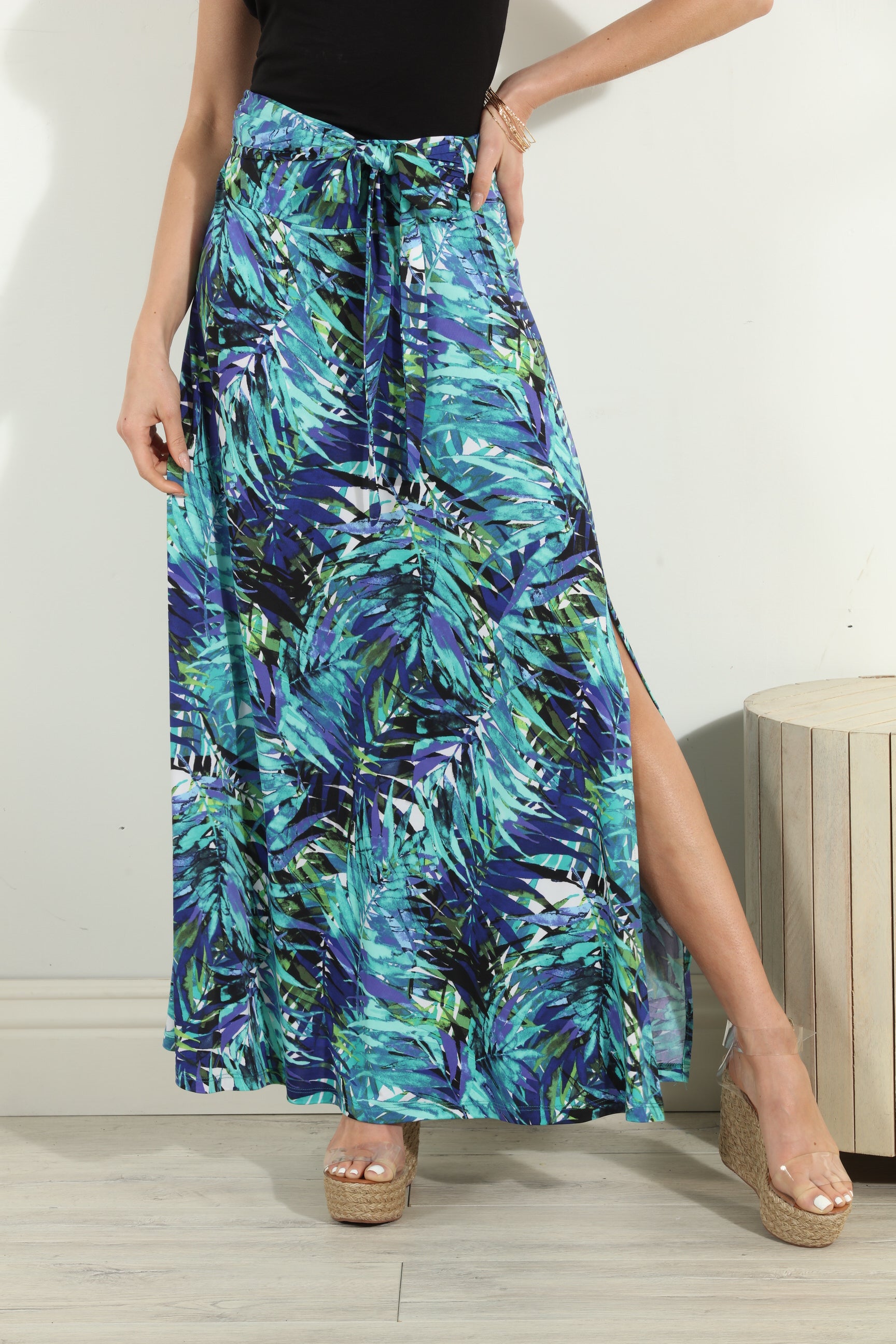 Audrie Tie Front Maxi Skirt