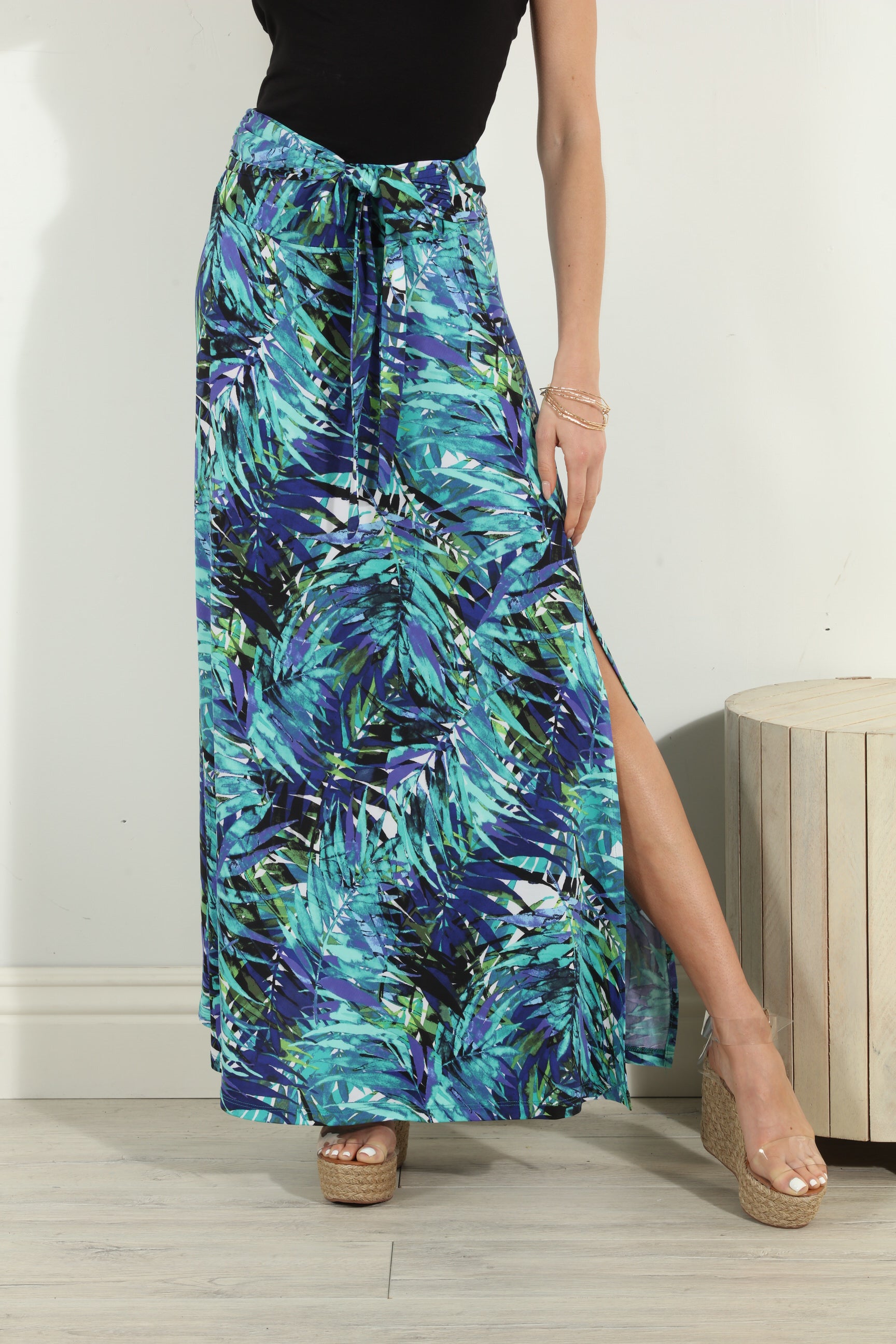 Audrie Tie Front Maxi Skirt