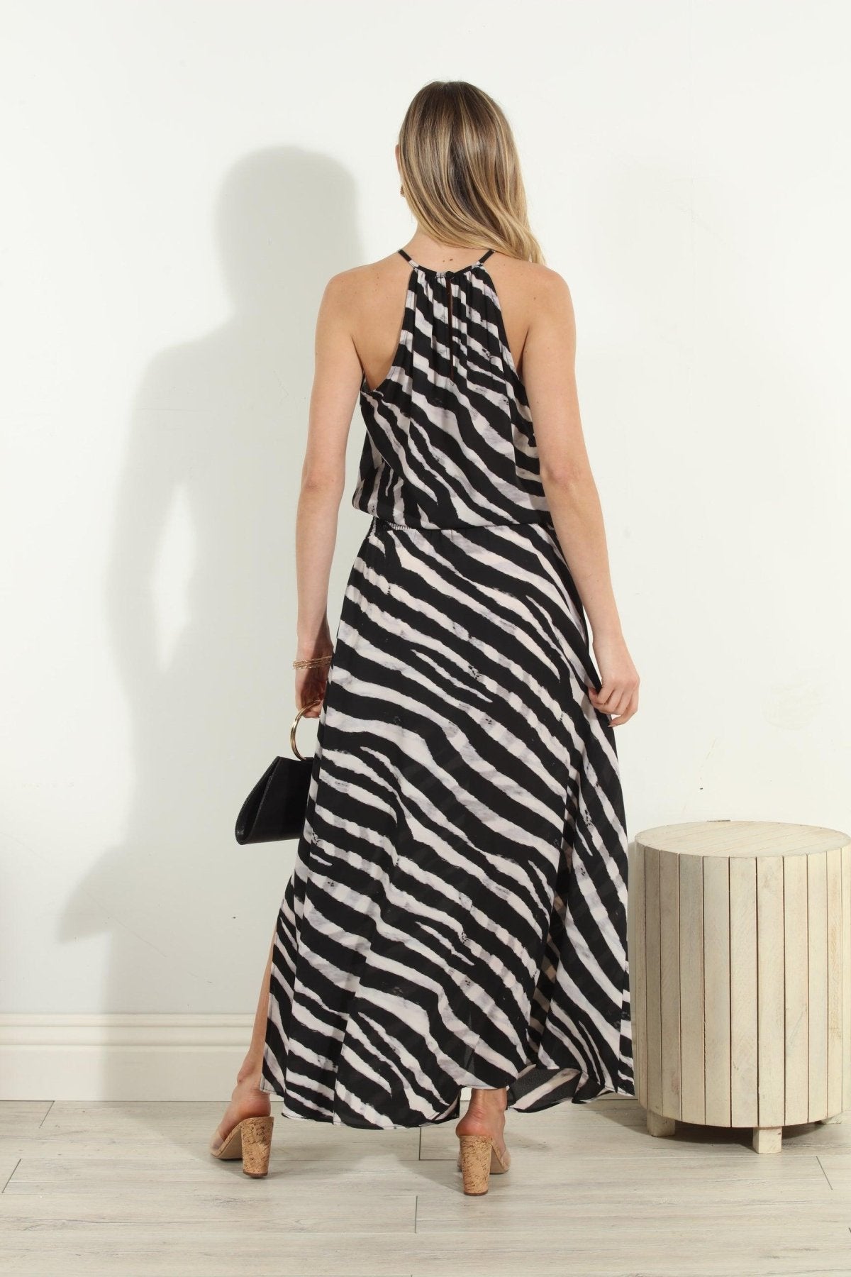 Fletcher Halter Double Slit Midi Dress-FINAL SALE