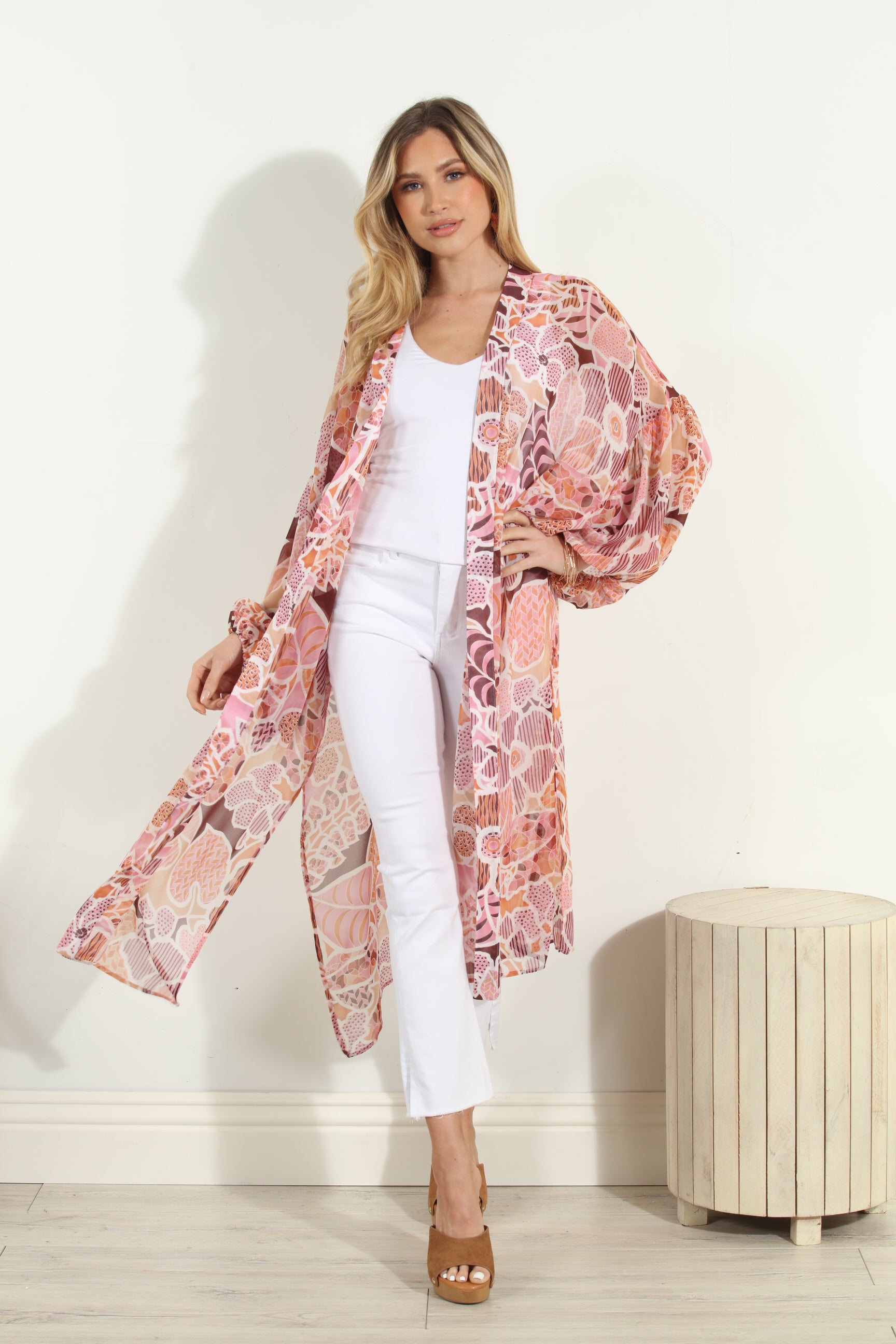 Fleur Chiffon Midi Kimono