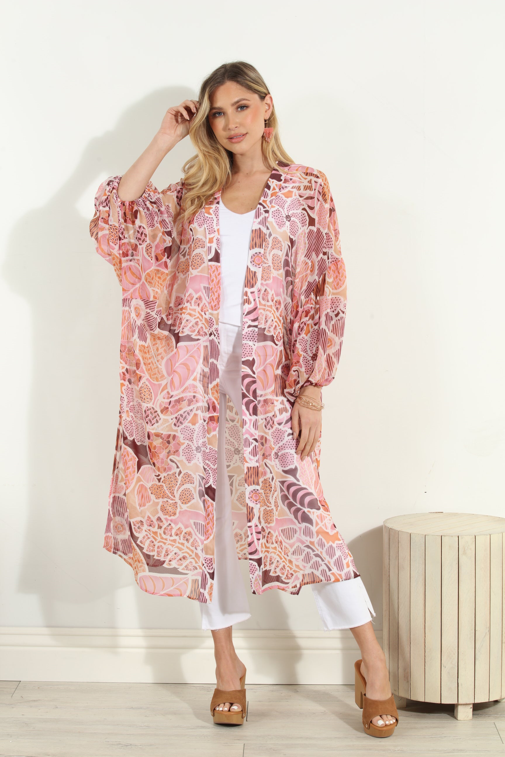 Fleur Chiffon Midi Kimono