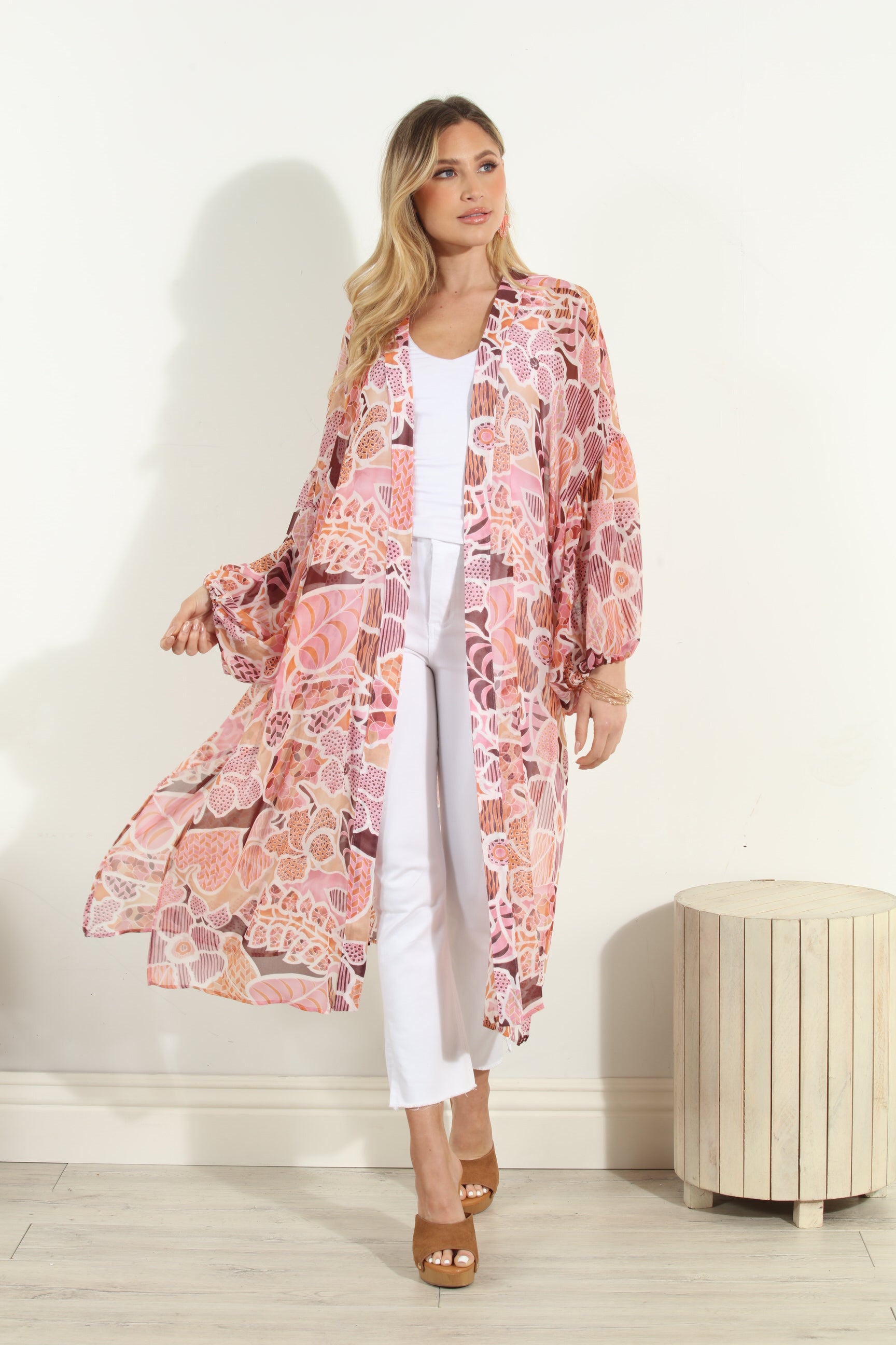 Fleur Chiffon Midi Kimono