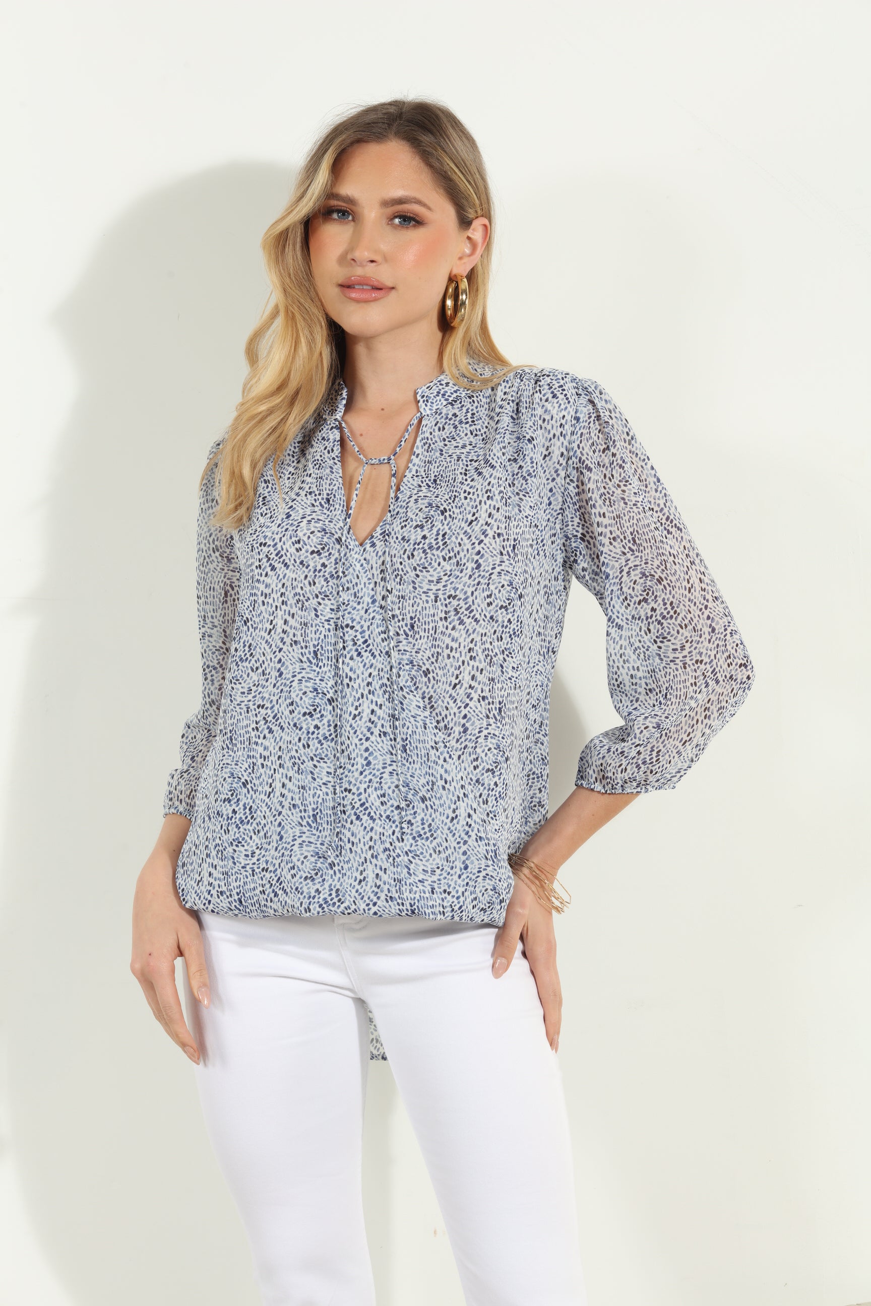 Darya 3/4 Sleeve Surplice Blouse-BEST SELLER
