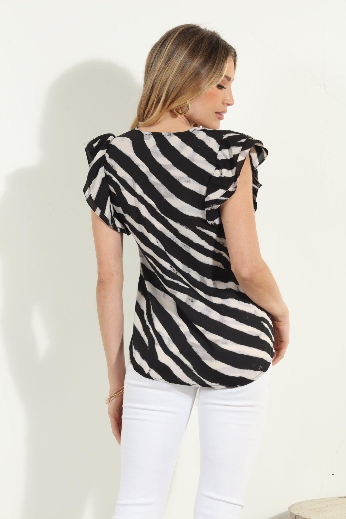 Fletcher V-Neck Ruffle Blouse-FINAL SALE