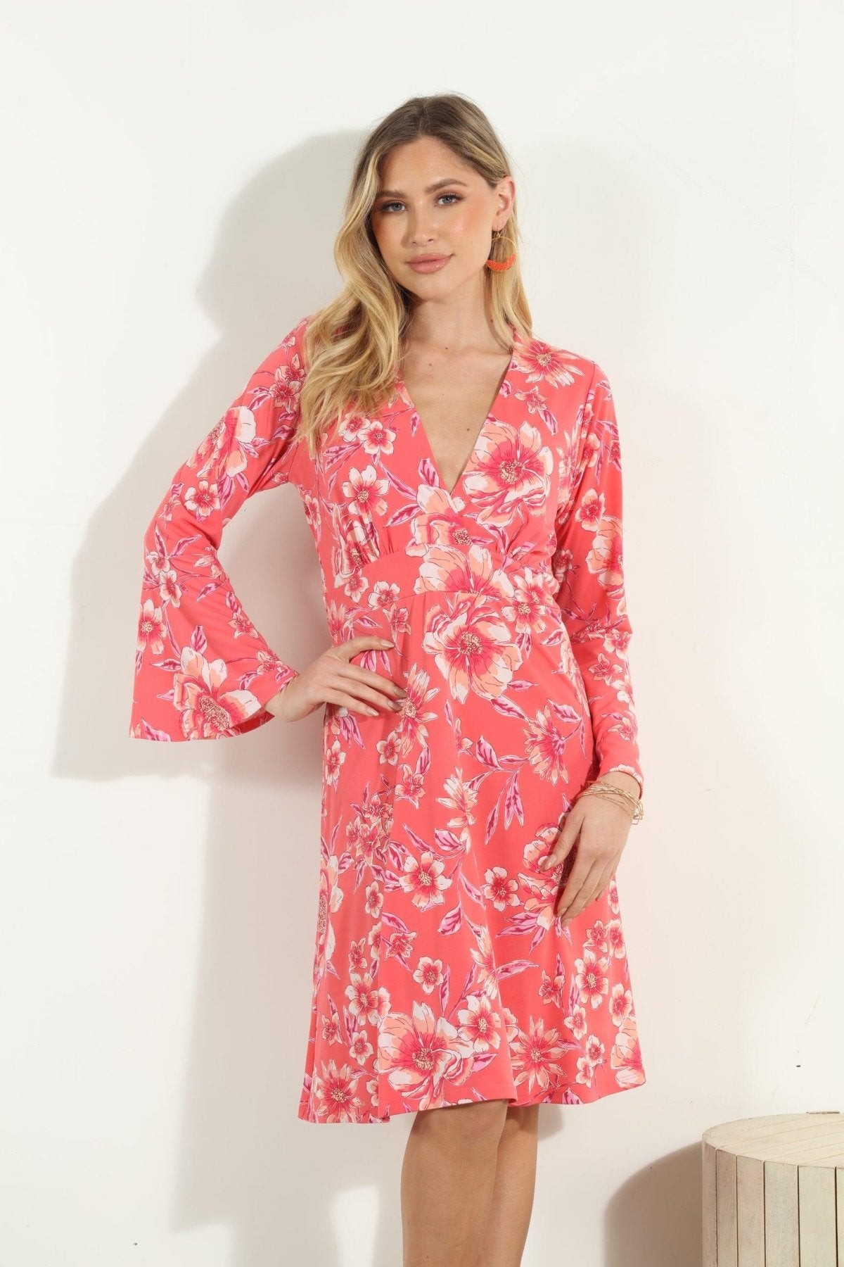 Shereen Stretch Bell Sleeve Dress-FINAL SALE