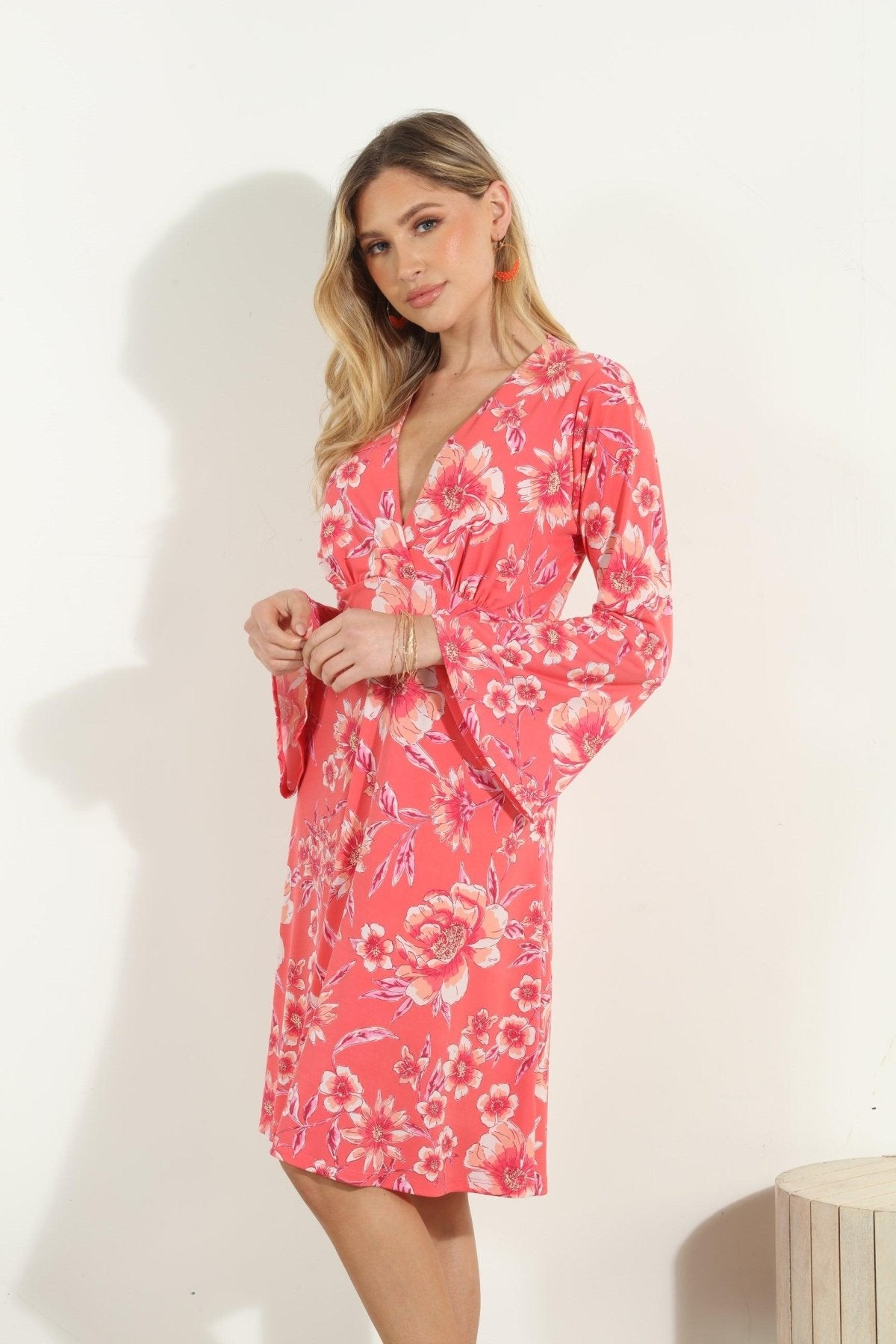 Shereen Stretch Bell Sleeve Dress-FINAL SALE