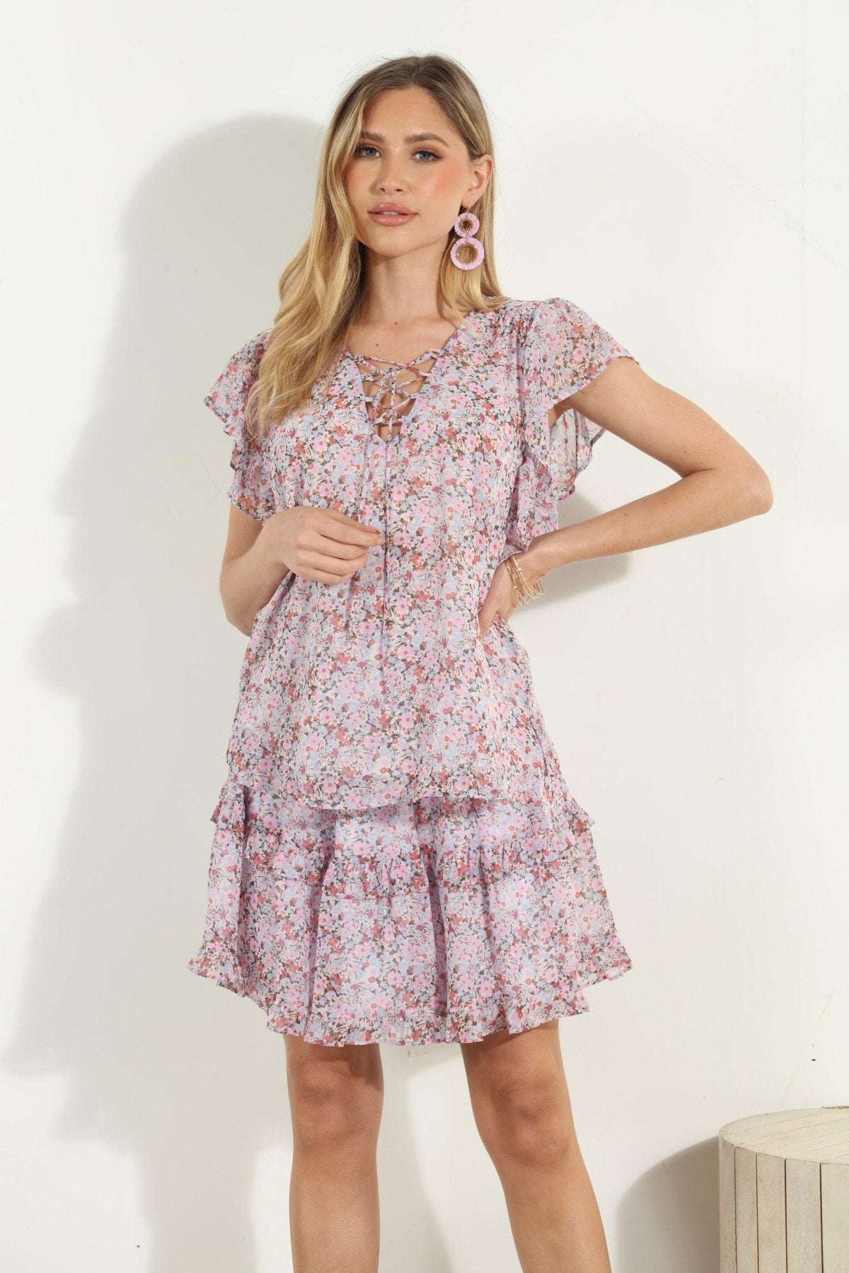 Augustine Lace-Up Ruffle Blouse-FINAL SALE