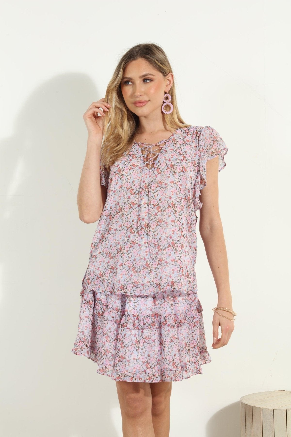 Augustine Lace-Up Ruffle Blouse-FINAL SALE