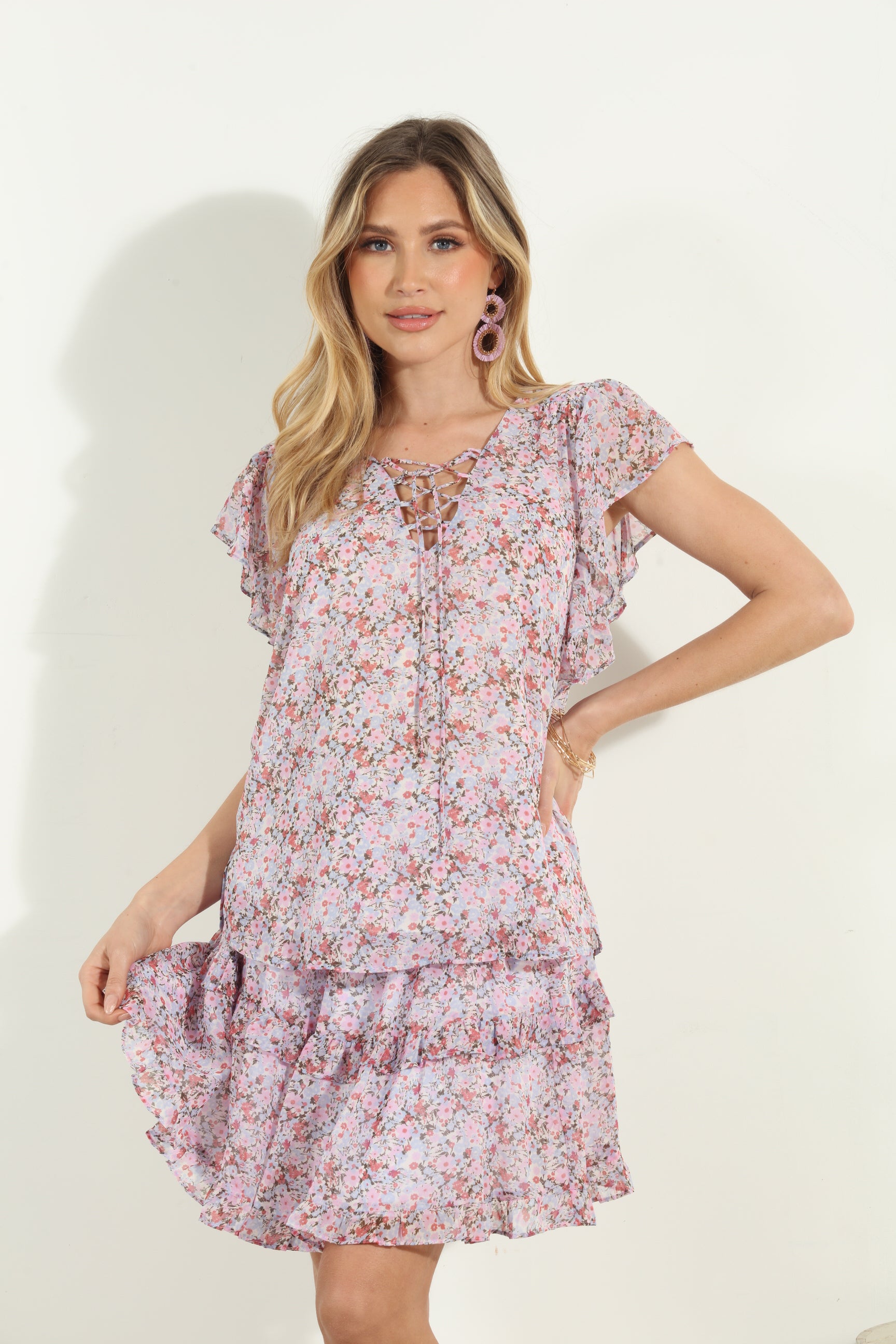 Augustine Lace-Up Ruffle Blouse-FINAL SALE