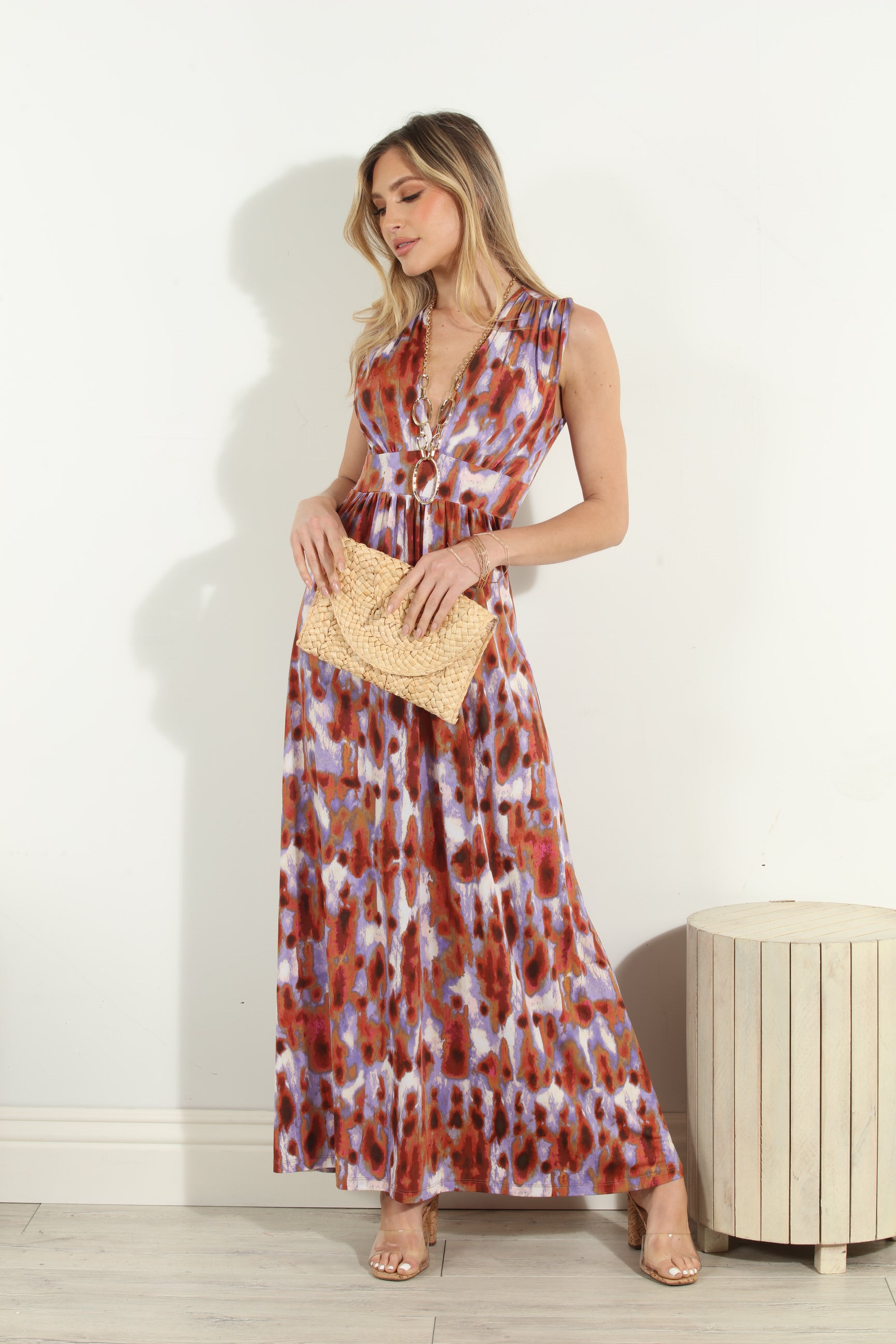 Kirin Stretch V-Neck Maxi Dress