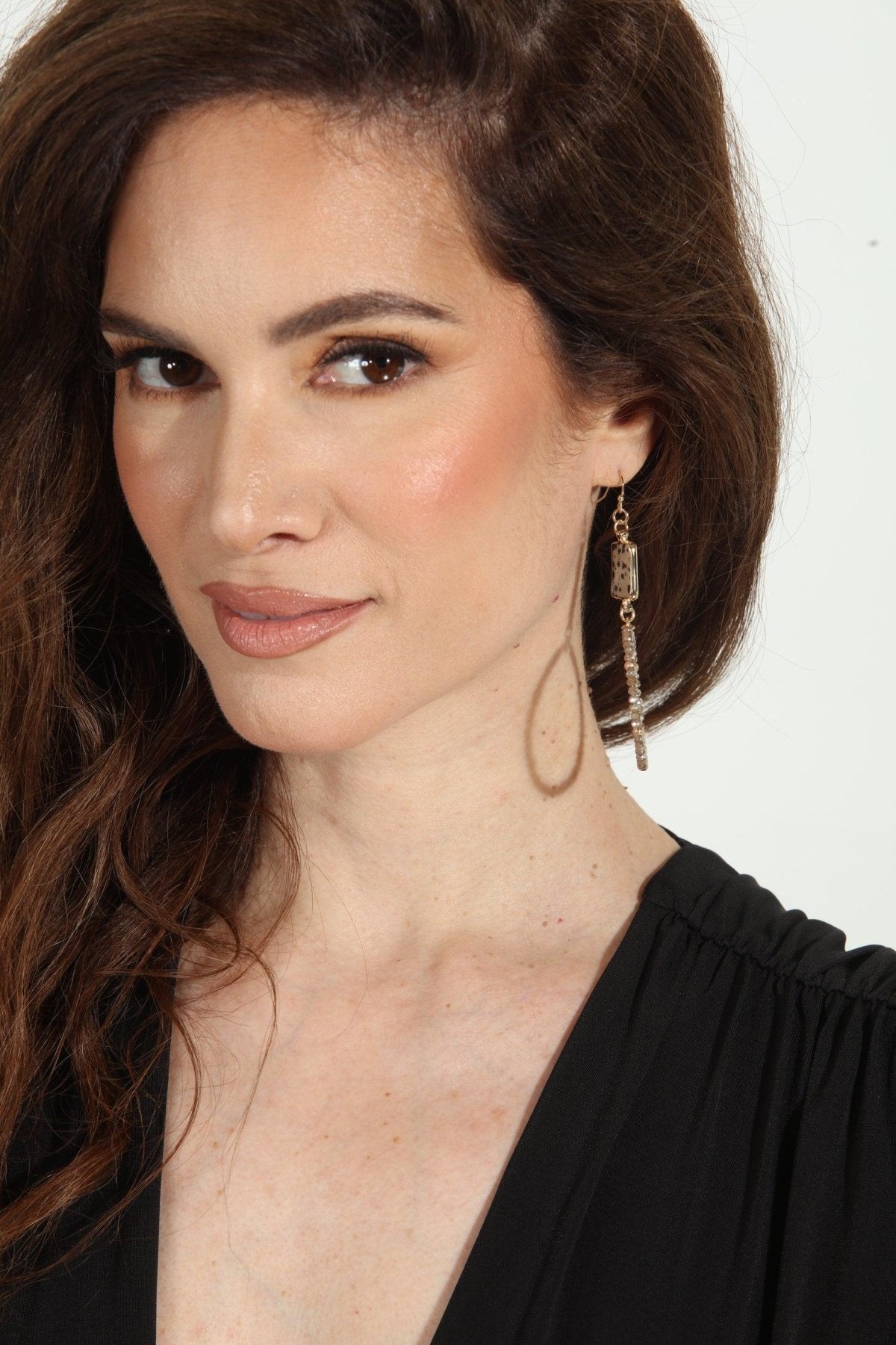 Mocha Speckled Dangle Hoops-FINAL SALE