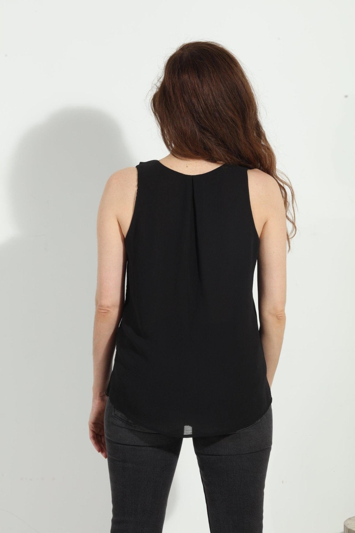 Black Chiffon Ruffle Tank