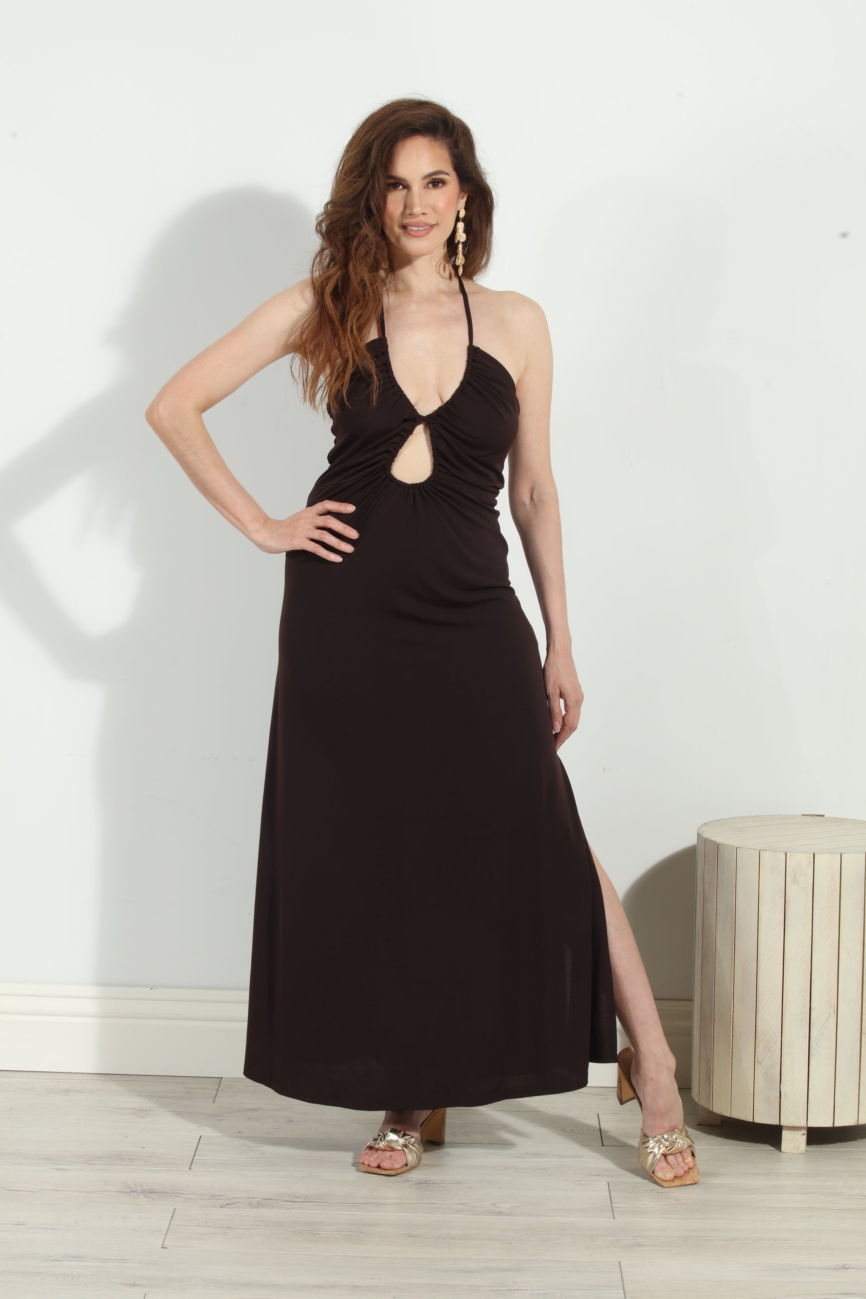 Chocolate Keyhole Maxi Dress- Best Seller