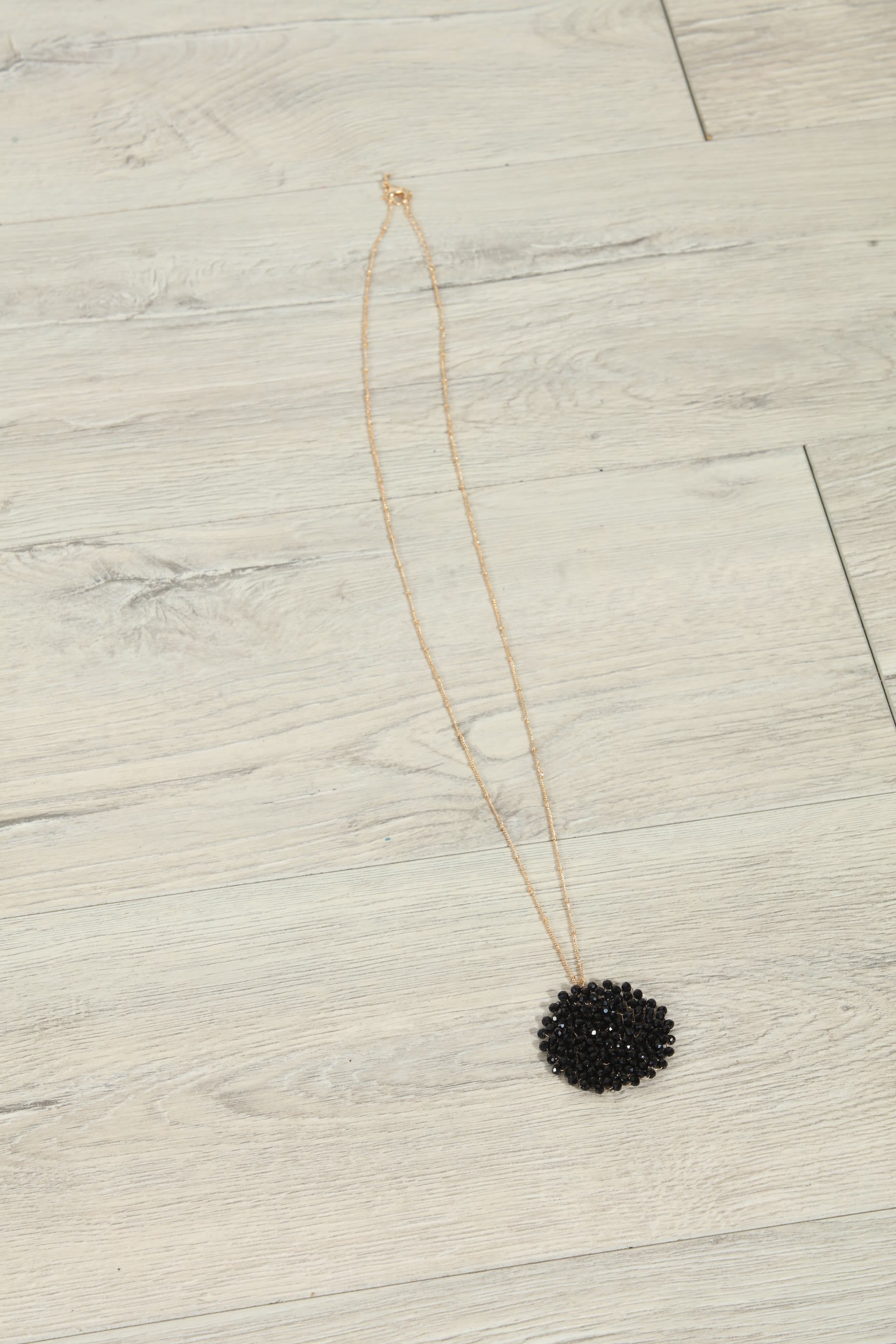 Black Sparkle Pendant Statement Necklace