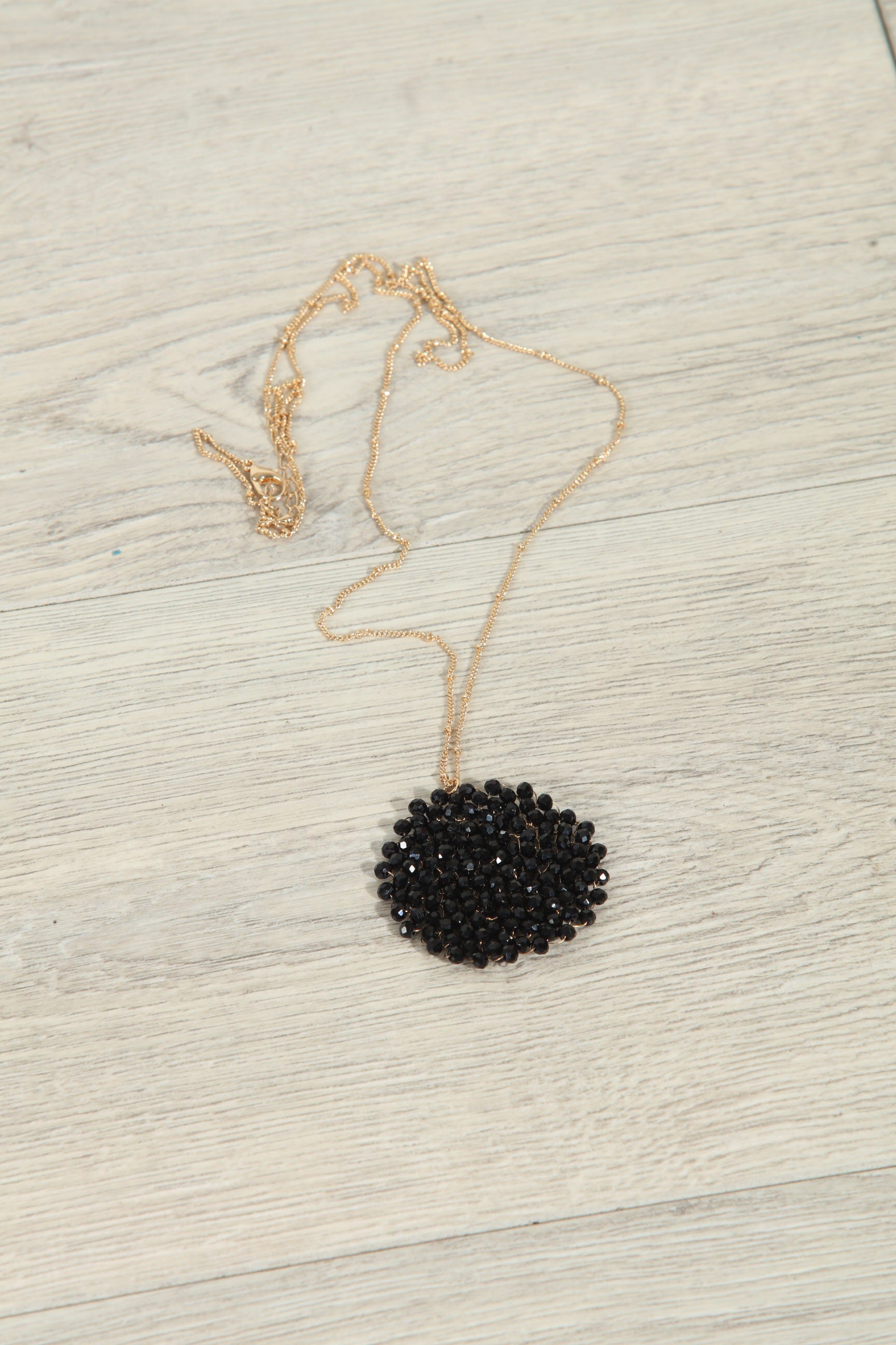 Black Sparkle Pendant Statement Necklace