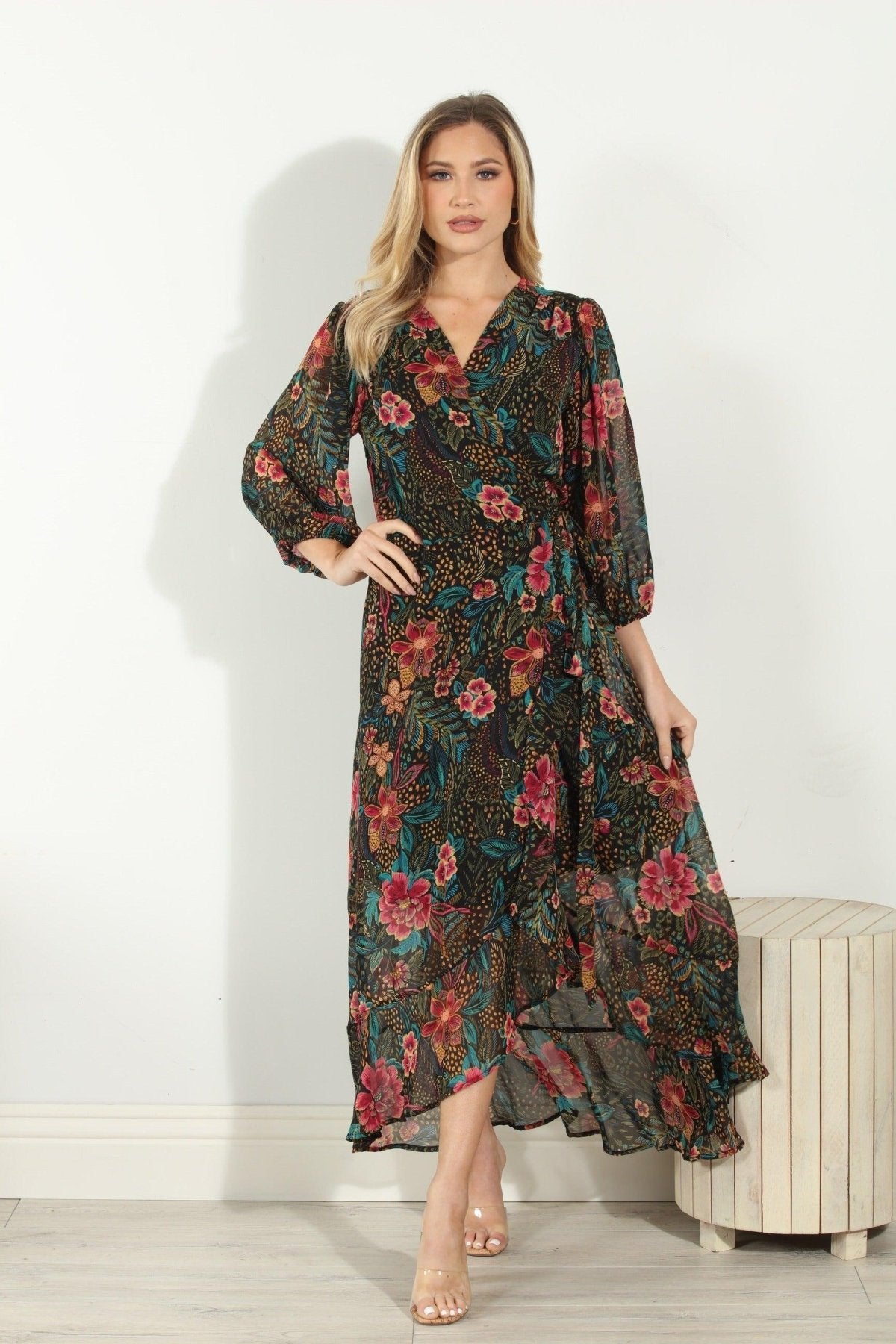 Marani Chiffon Wrap Dress-FINAL SALE