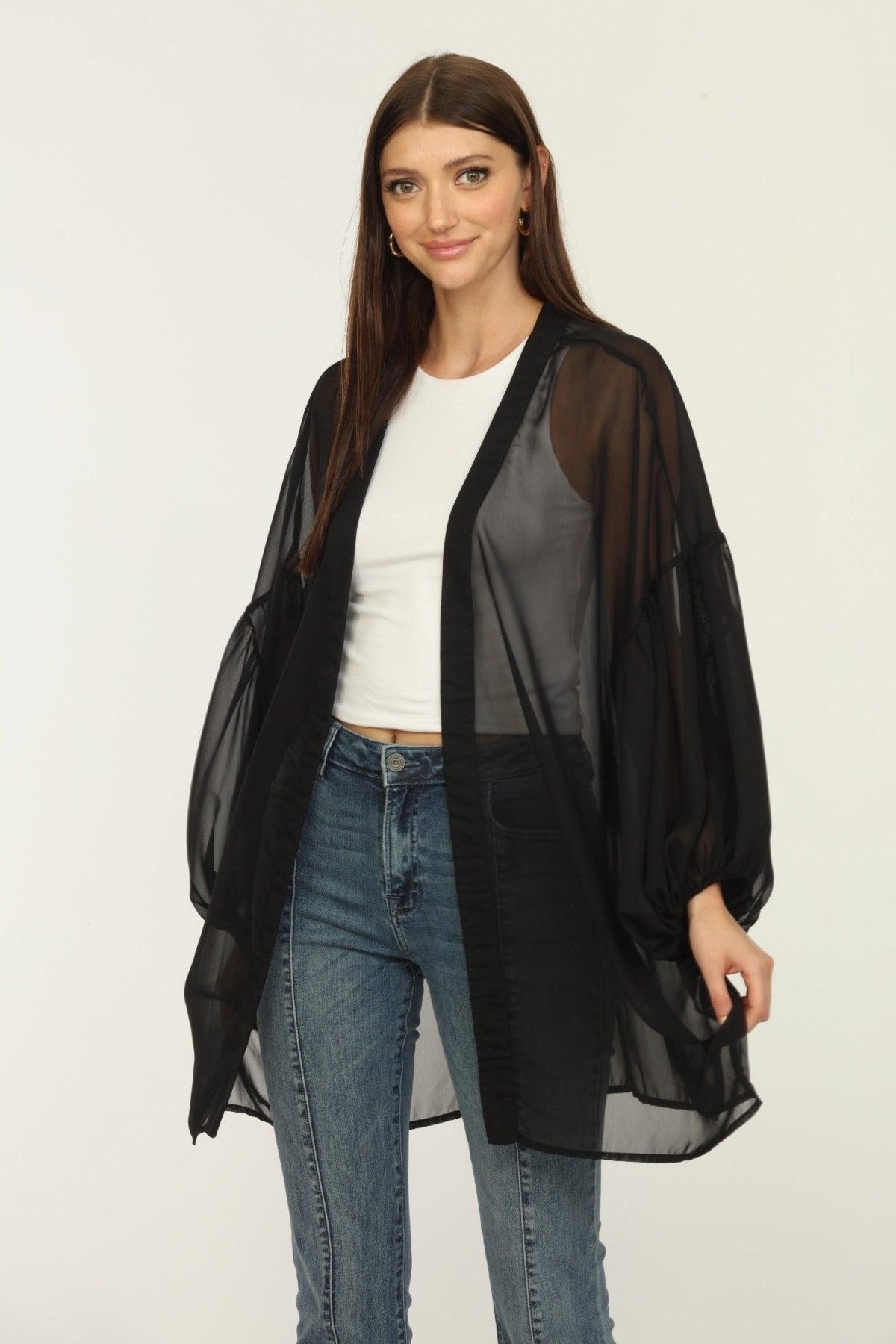 Black Chiffon Kimono-BEST SELLER - Main Image