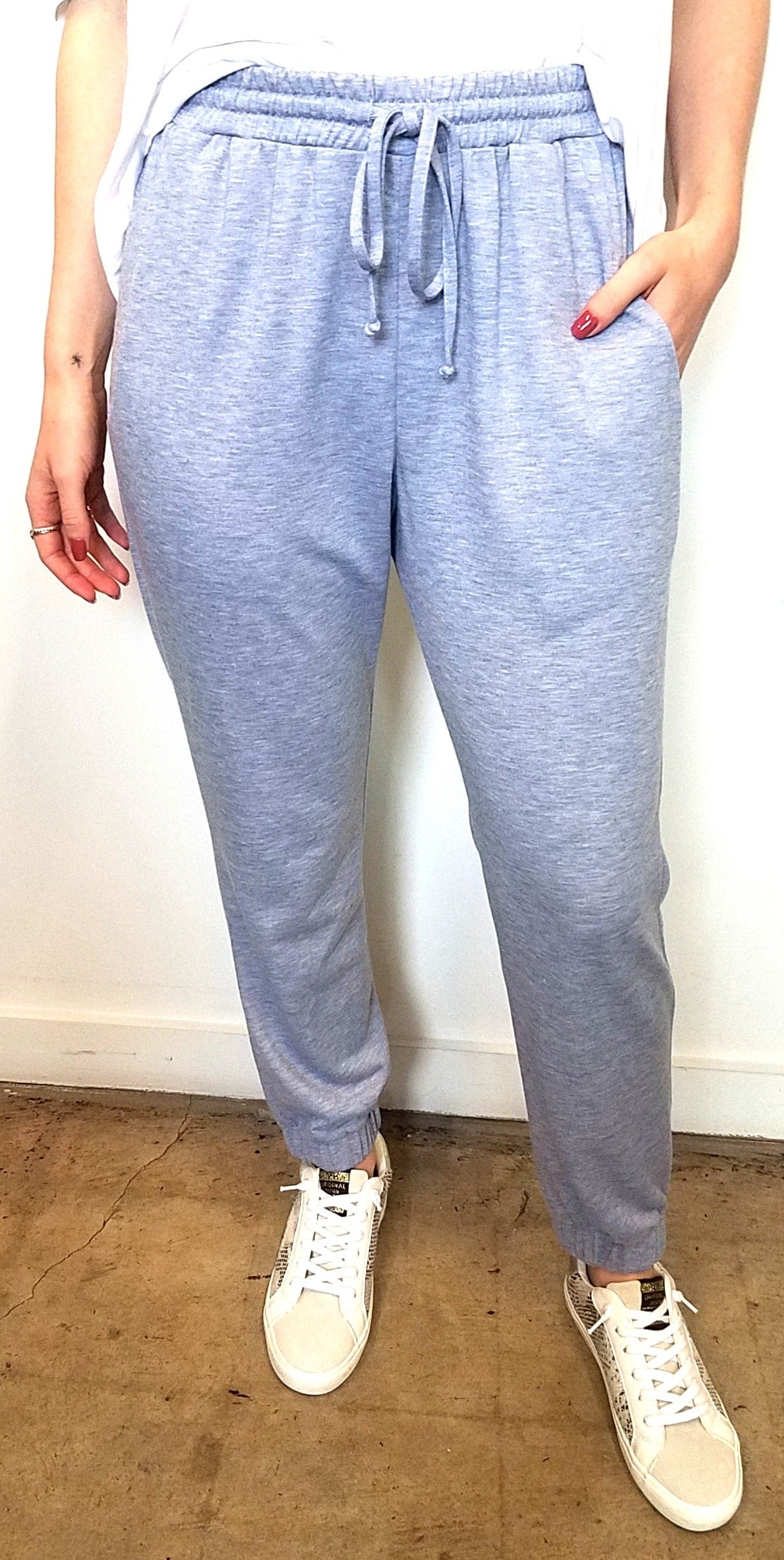 Denim solid French Terry Joggers - FINAL SALE