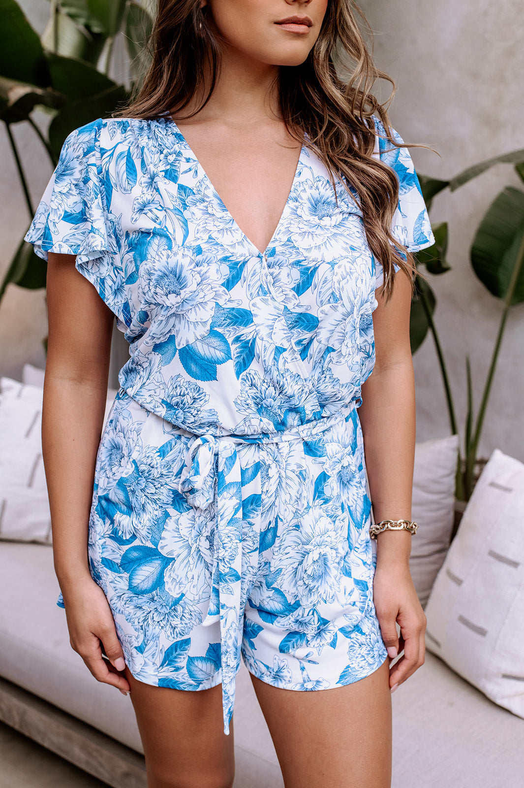 Myria Stretch Flutter Sleeve Romper-FINAL SALE