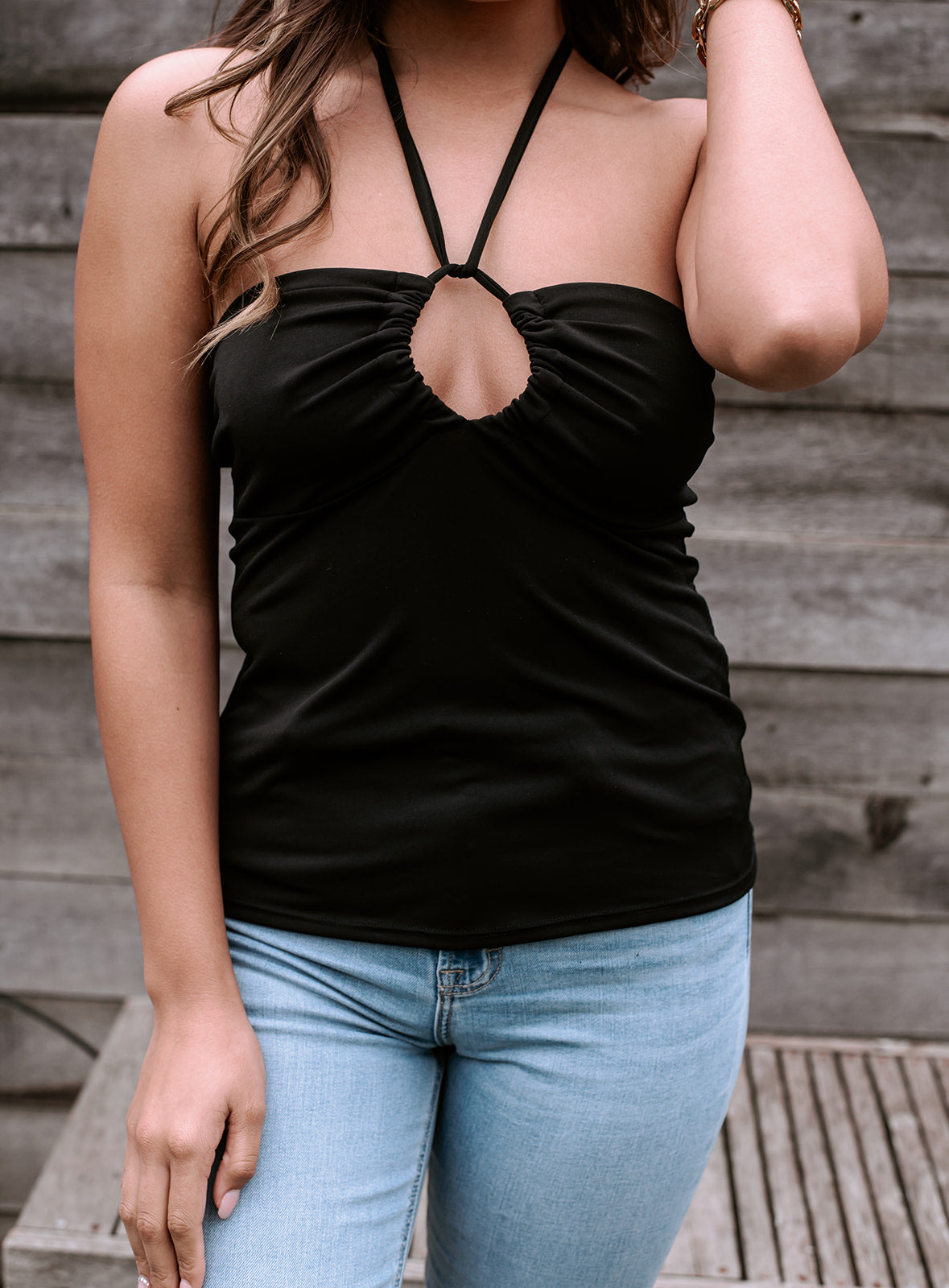 Black Stretch Halter Top - FINAL SALE