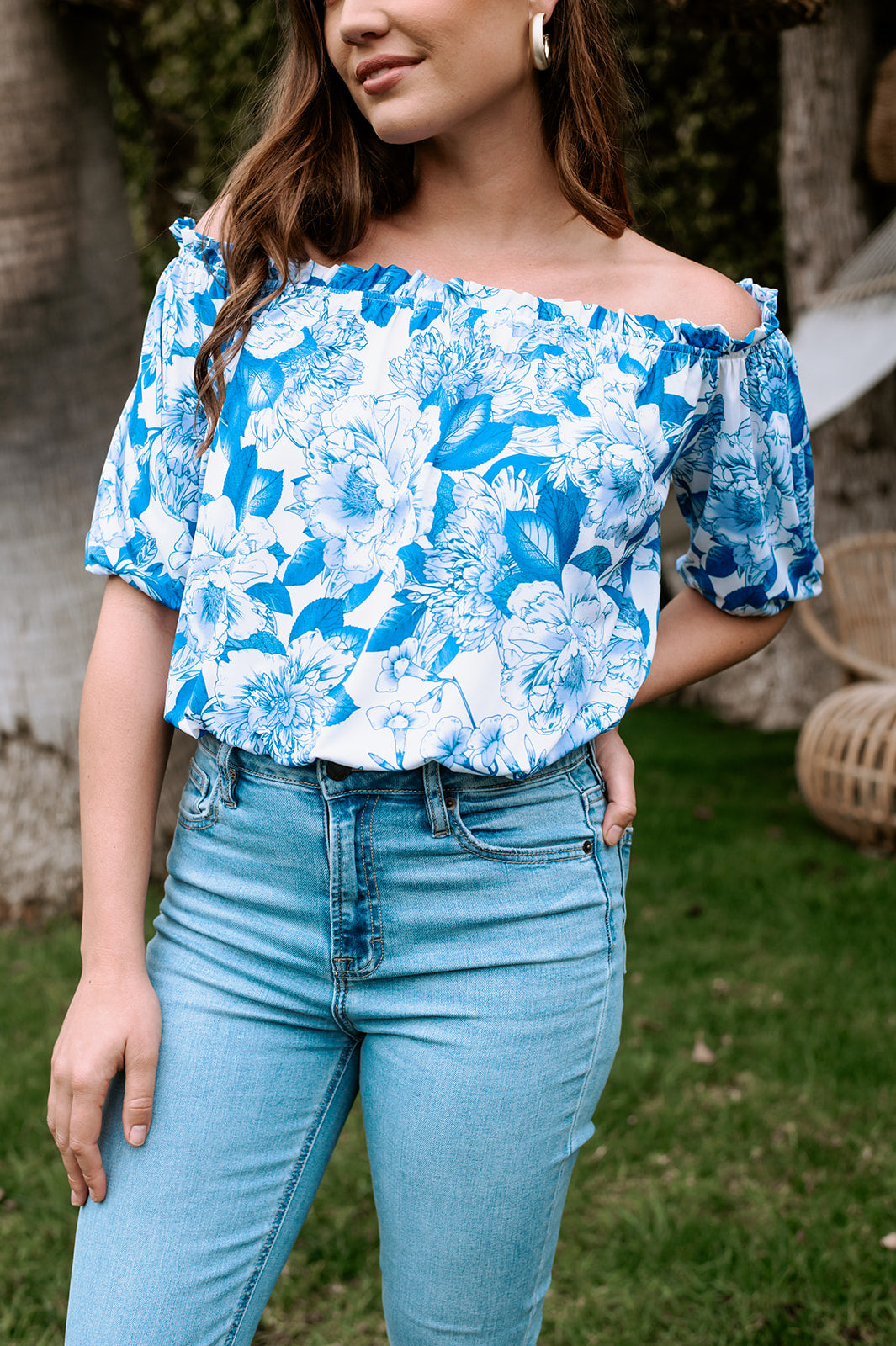 Myria Off the Shoulder Mom Cropped Top- FINAL SALE