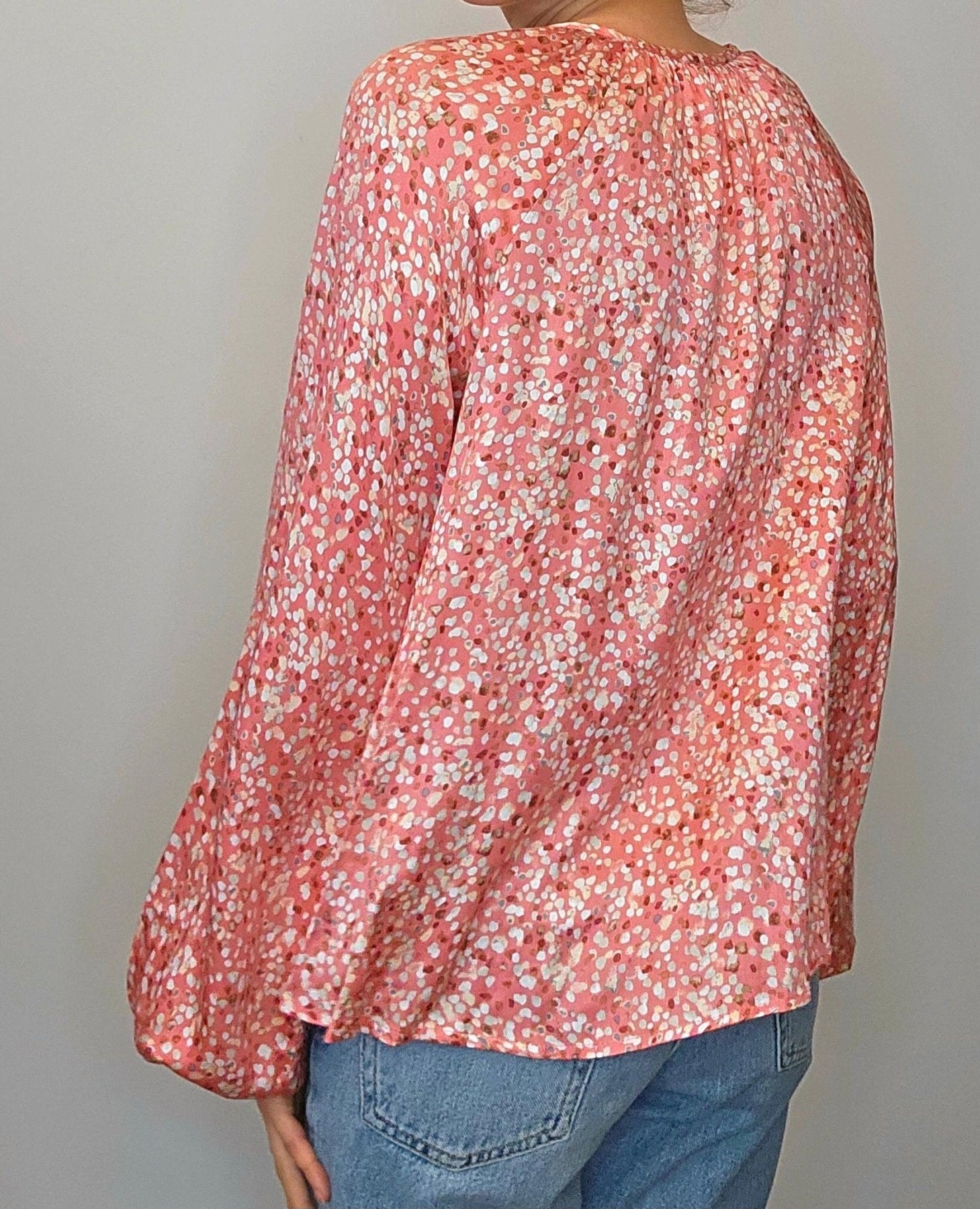 Pink printed rayon blouse -FINAL SALE