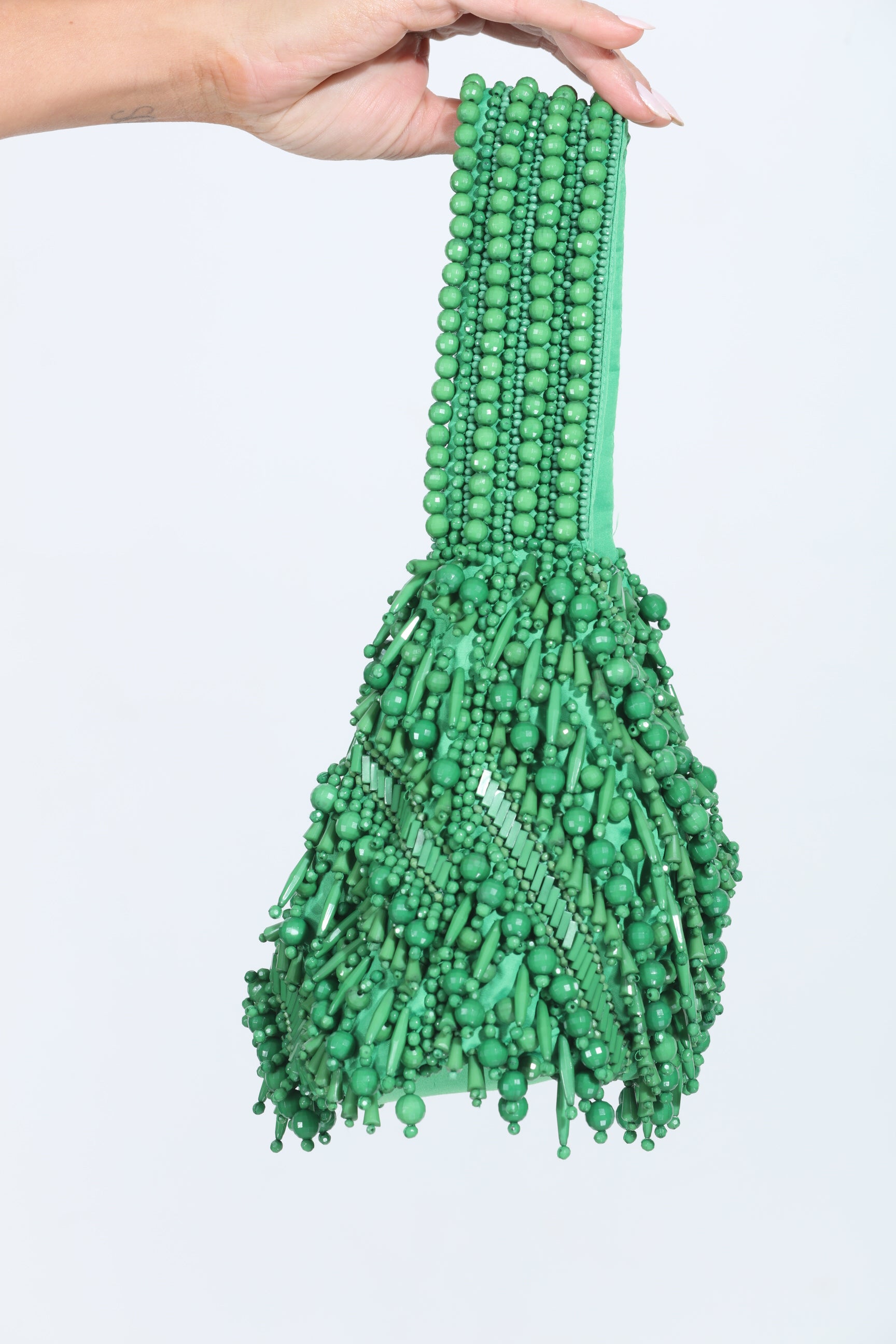 Meera Beaded Boho Bag-Kelly Green