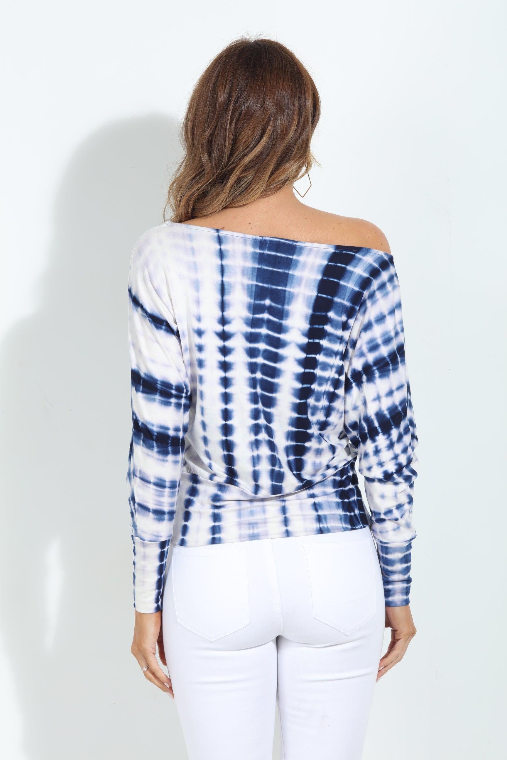 Blue and White TD Dolman Sleeve Top - BEST SELLER