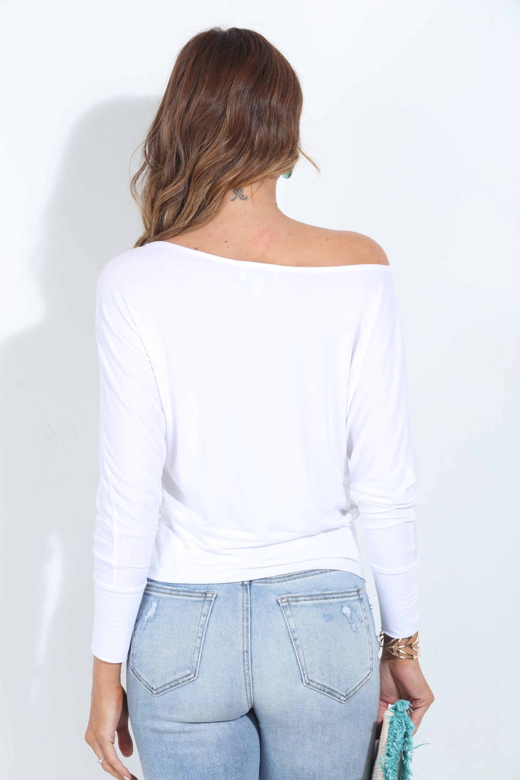 White RJ Dolman Sleeve Top - BEST SELLER