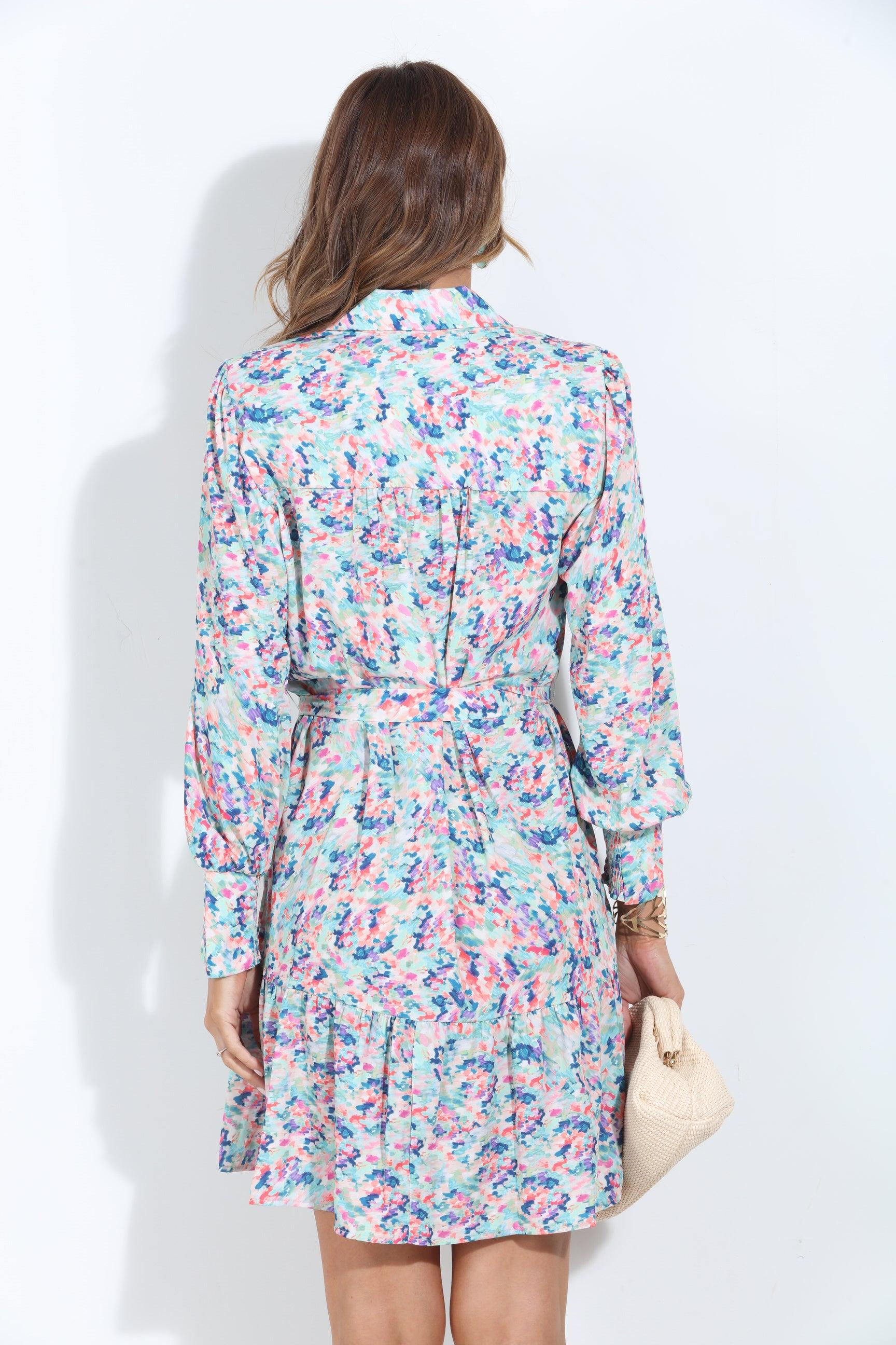 Nadi Ruffle Shirt Dress with Belt-FINAL SALE
