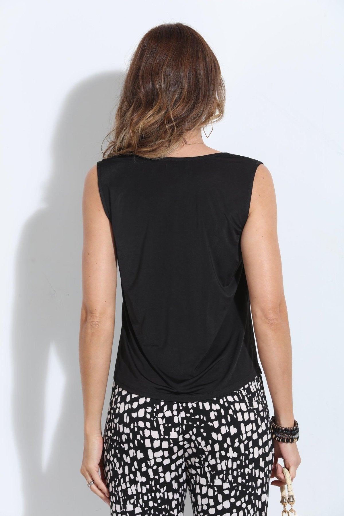 Black Venezia Cowl Neck Top