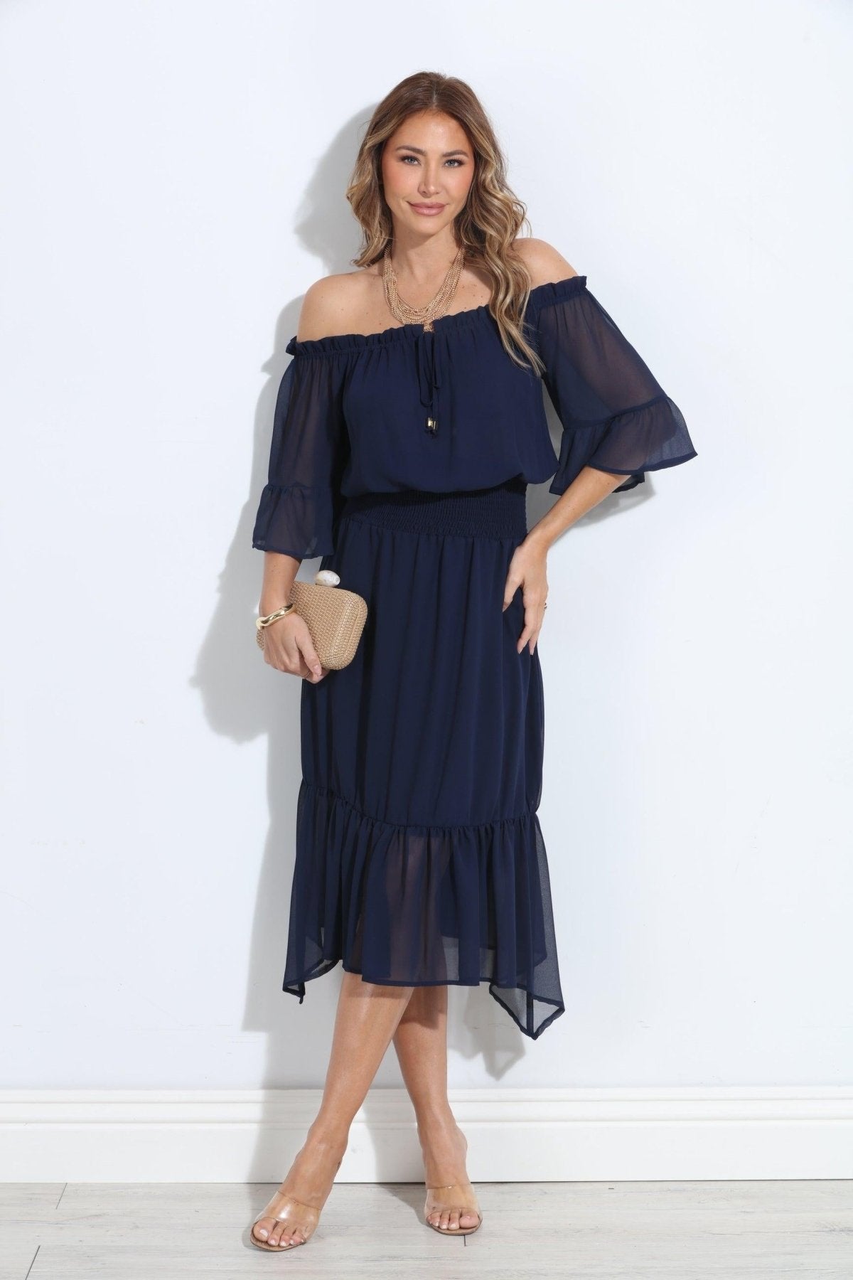 Navy OTS Ruffle Maxi-BEST SELLER