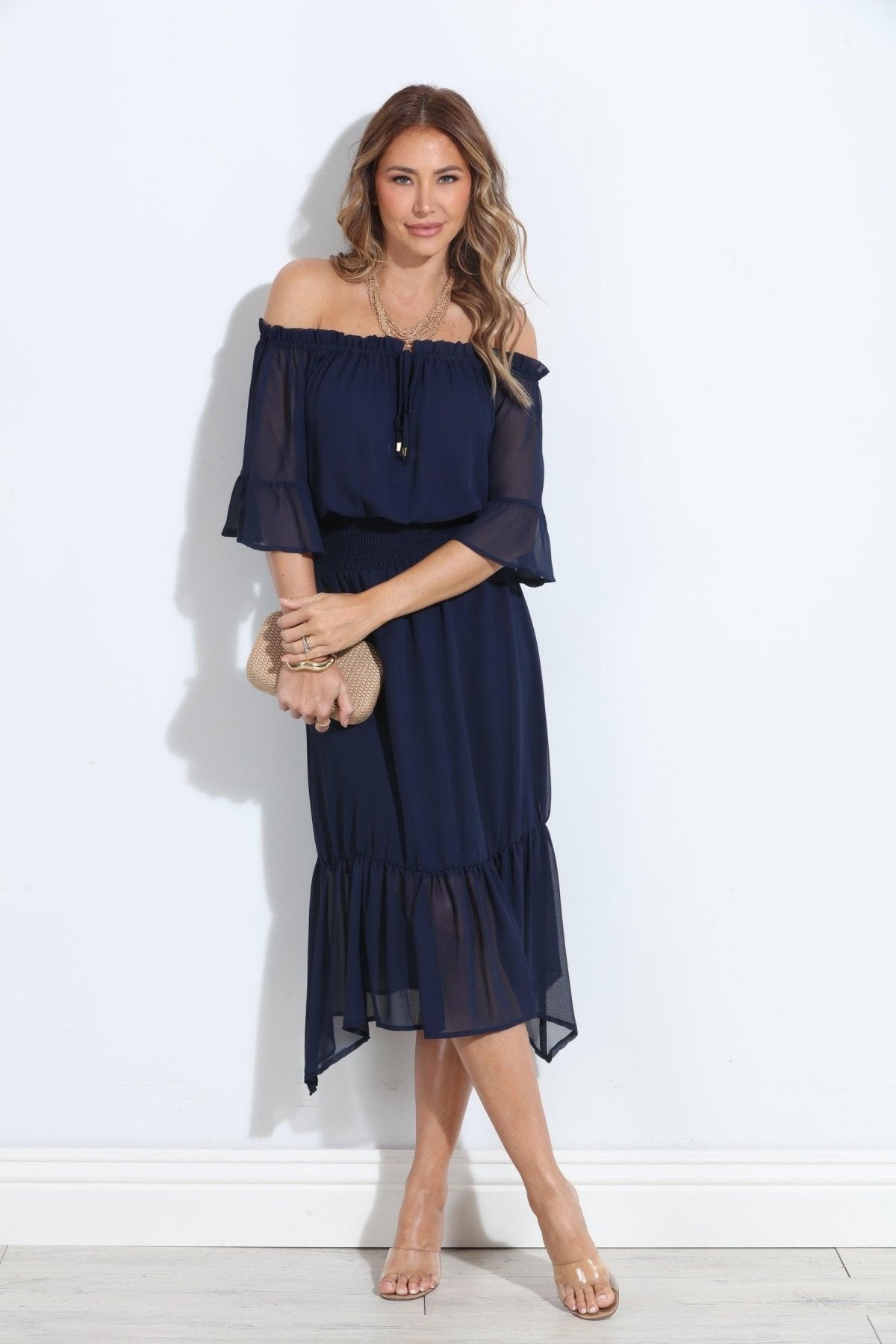 Navy OTS Ruffle Maxi-BEST SELLER