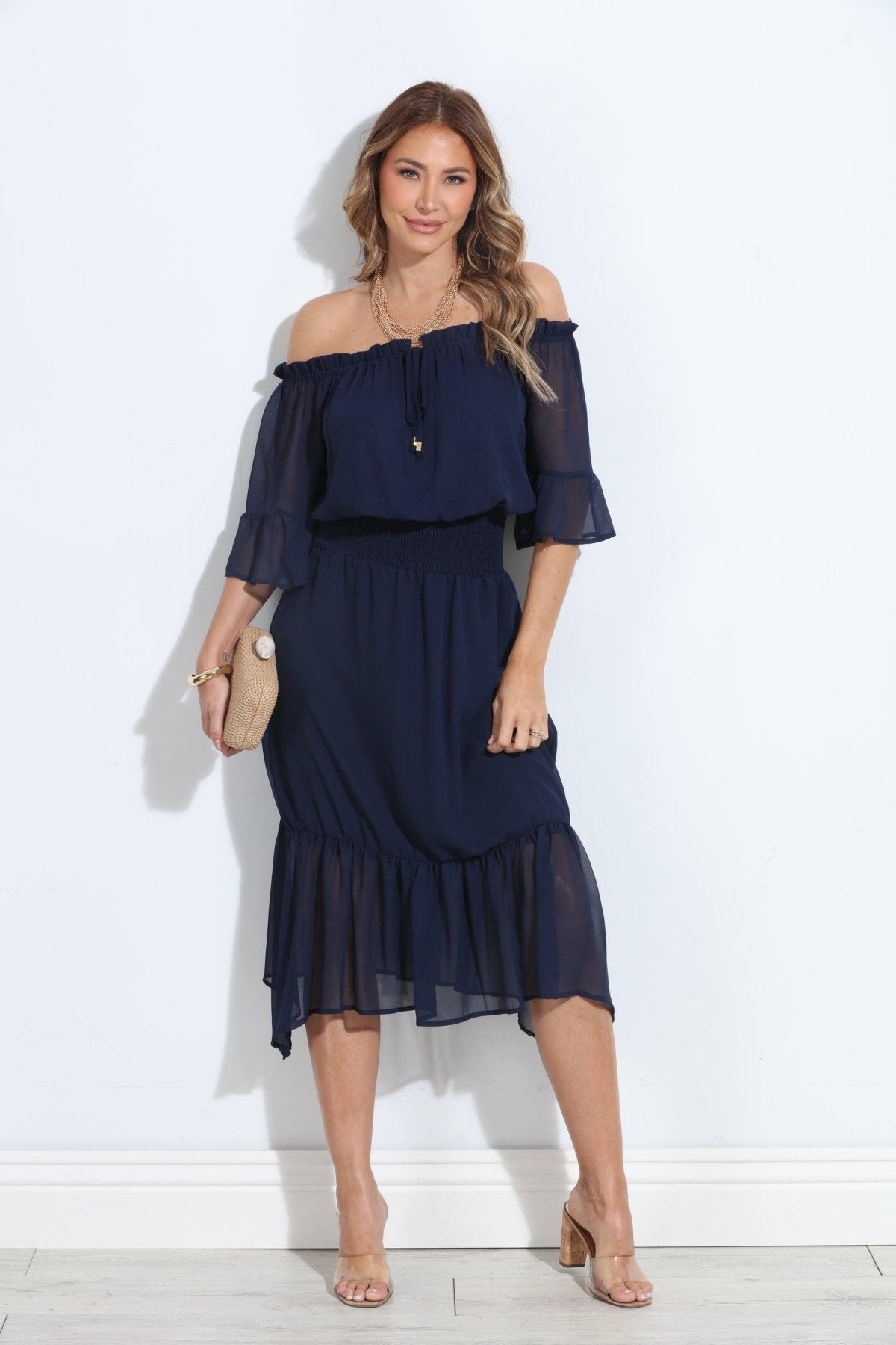 Navy OTS Ruffle Maxi-BEST SELLER