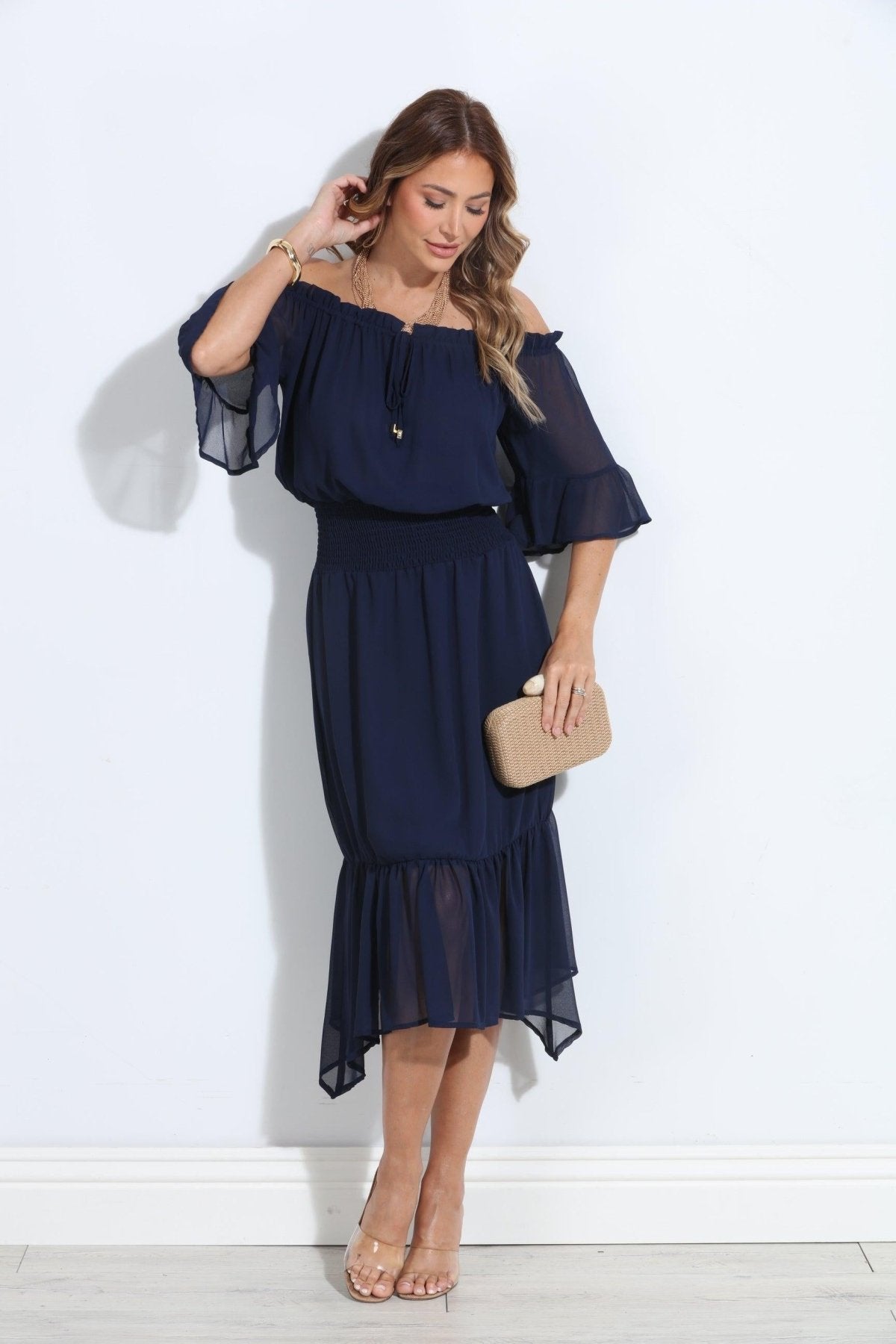 Navy OTS Ruffle Maxi-BEST SELLER