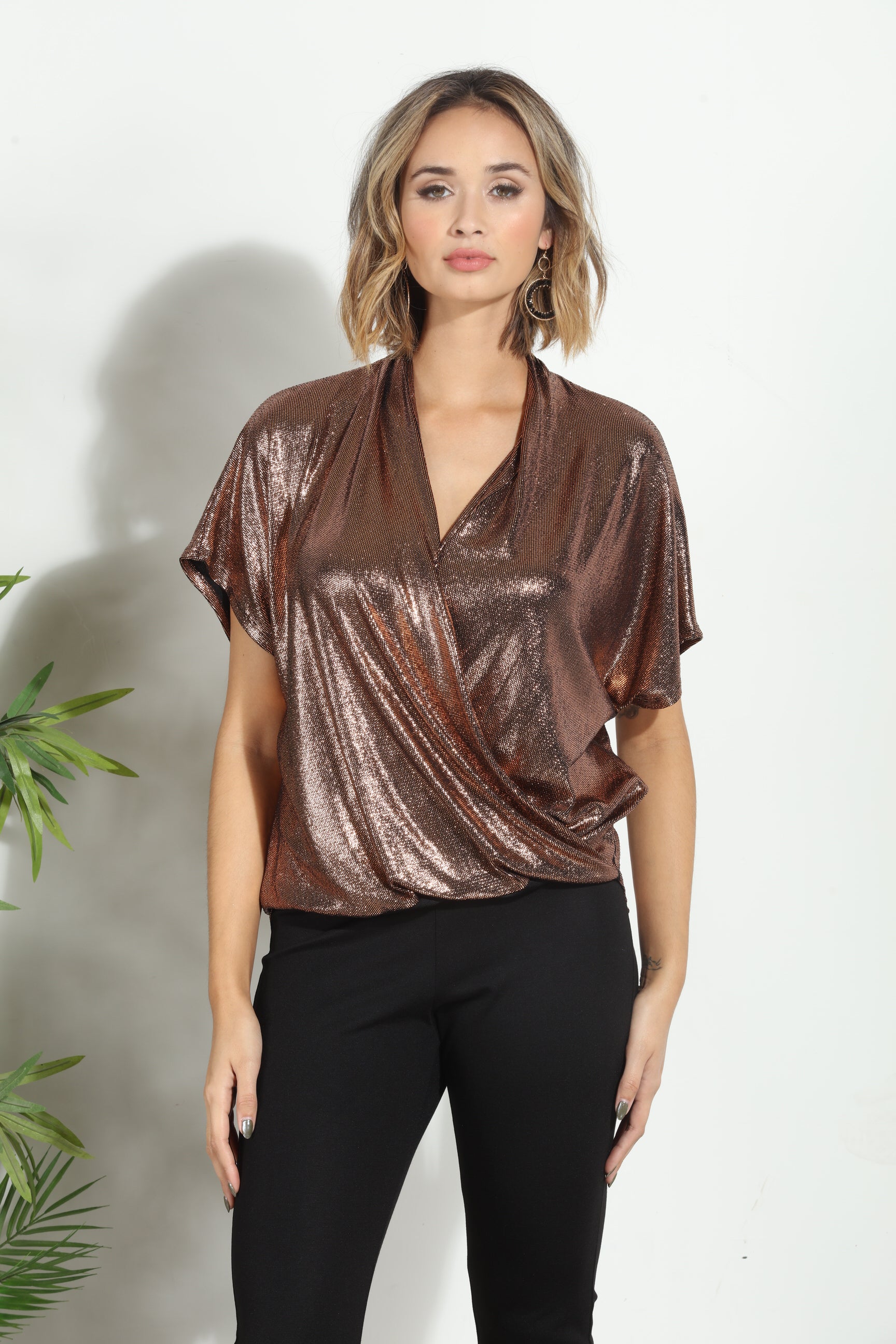 Rose Gold Surplice Top-BEST SELLER