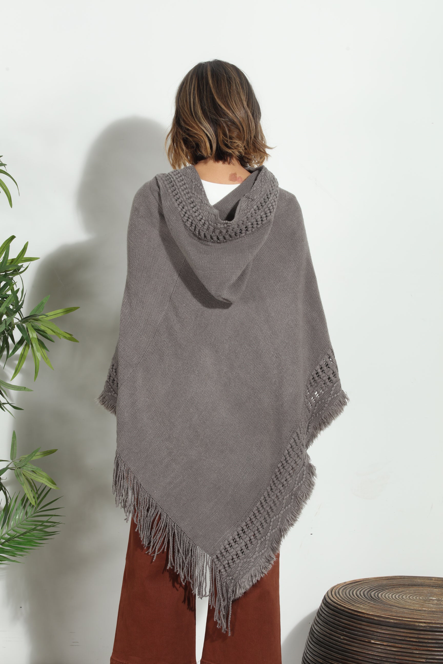 Grey Cozy Tassel Poncho-FINAL SALE