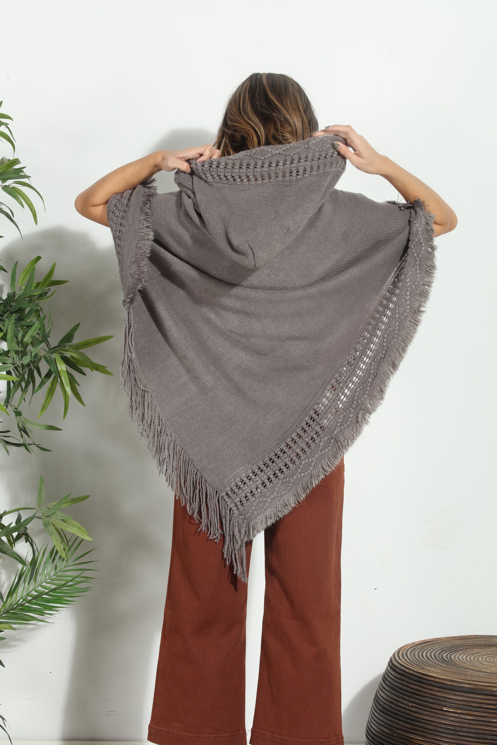 Grey Cozy Tassel Poncho-FINAL SALE