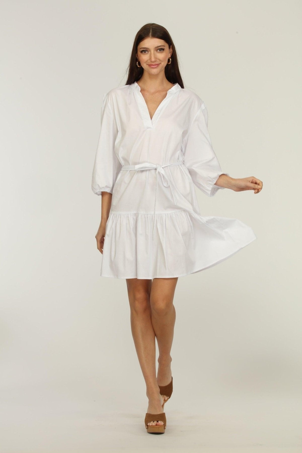 White Shirt Dress with Belt-FINAL SALE