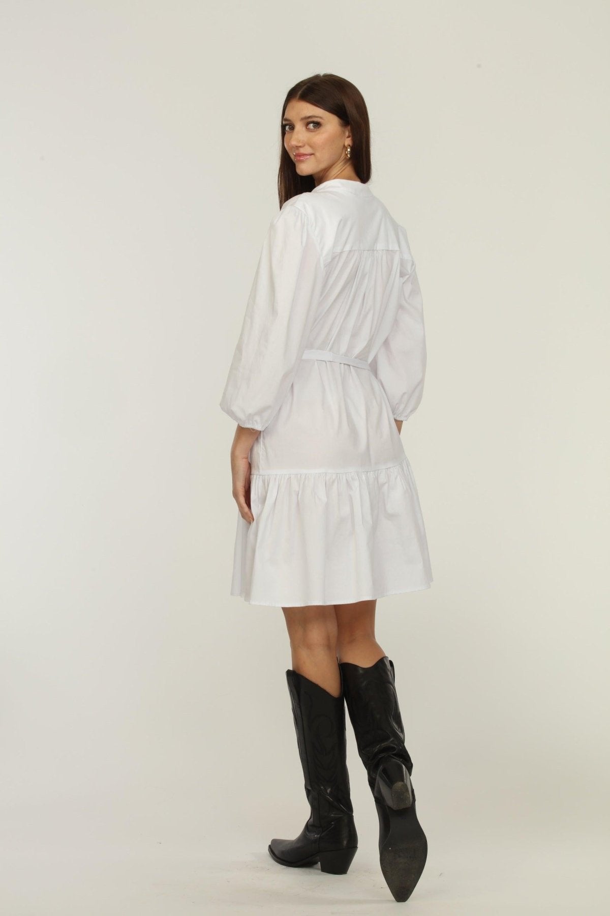 White Shirt Dress with Belt-FINAL SALE