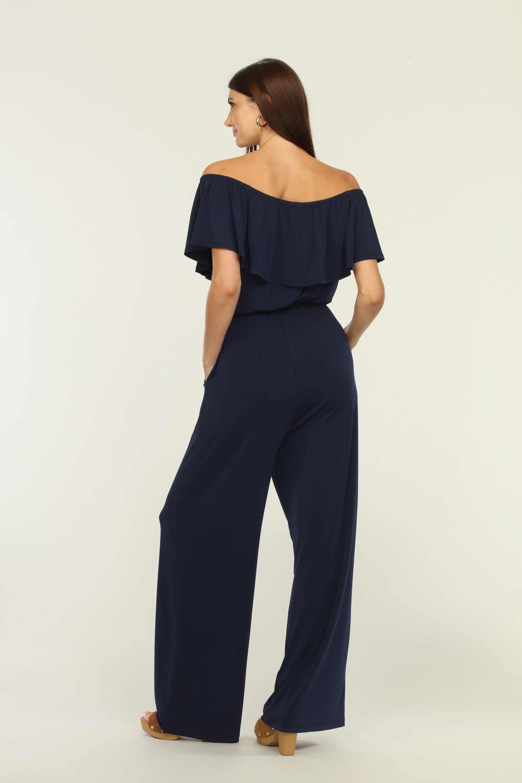 Navy Ruffle Tube Jumpsuit