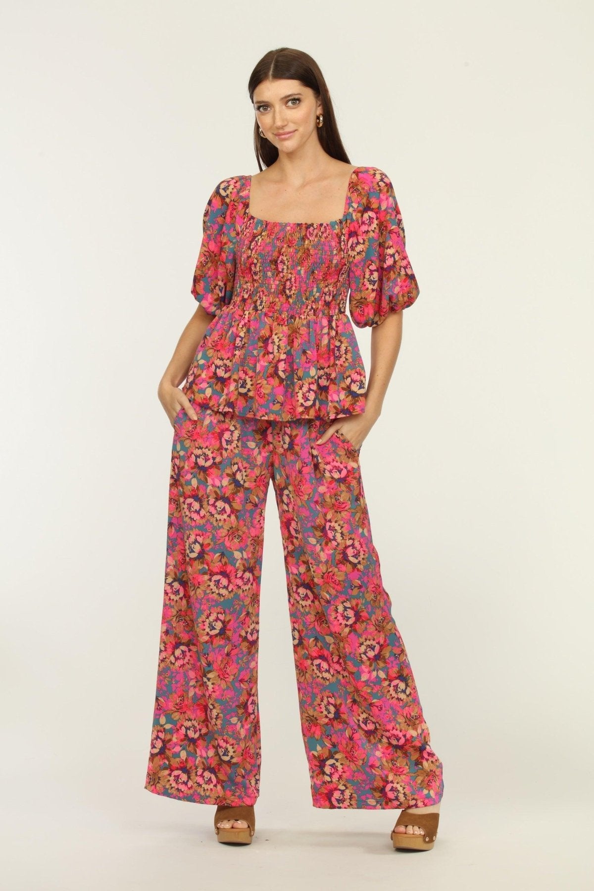 Melrose Politan Smocked Woven Pant-FINAL SALE