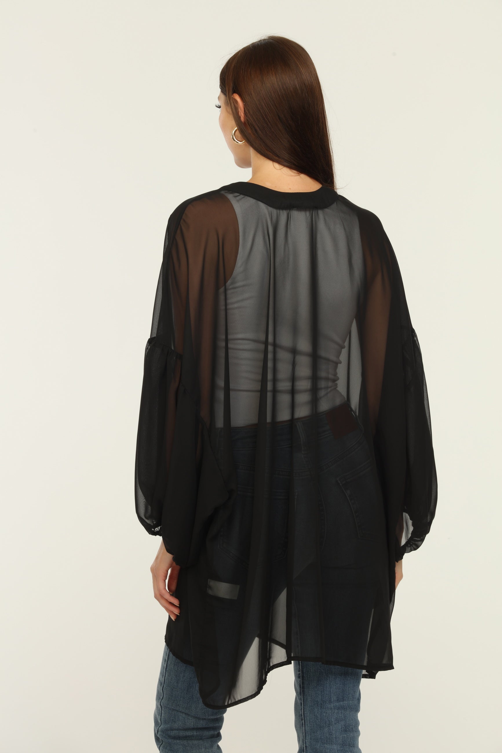 Black Chiffon Kimono