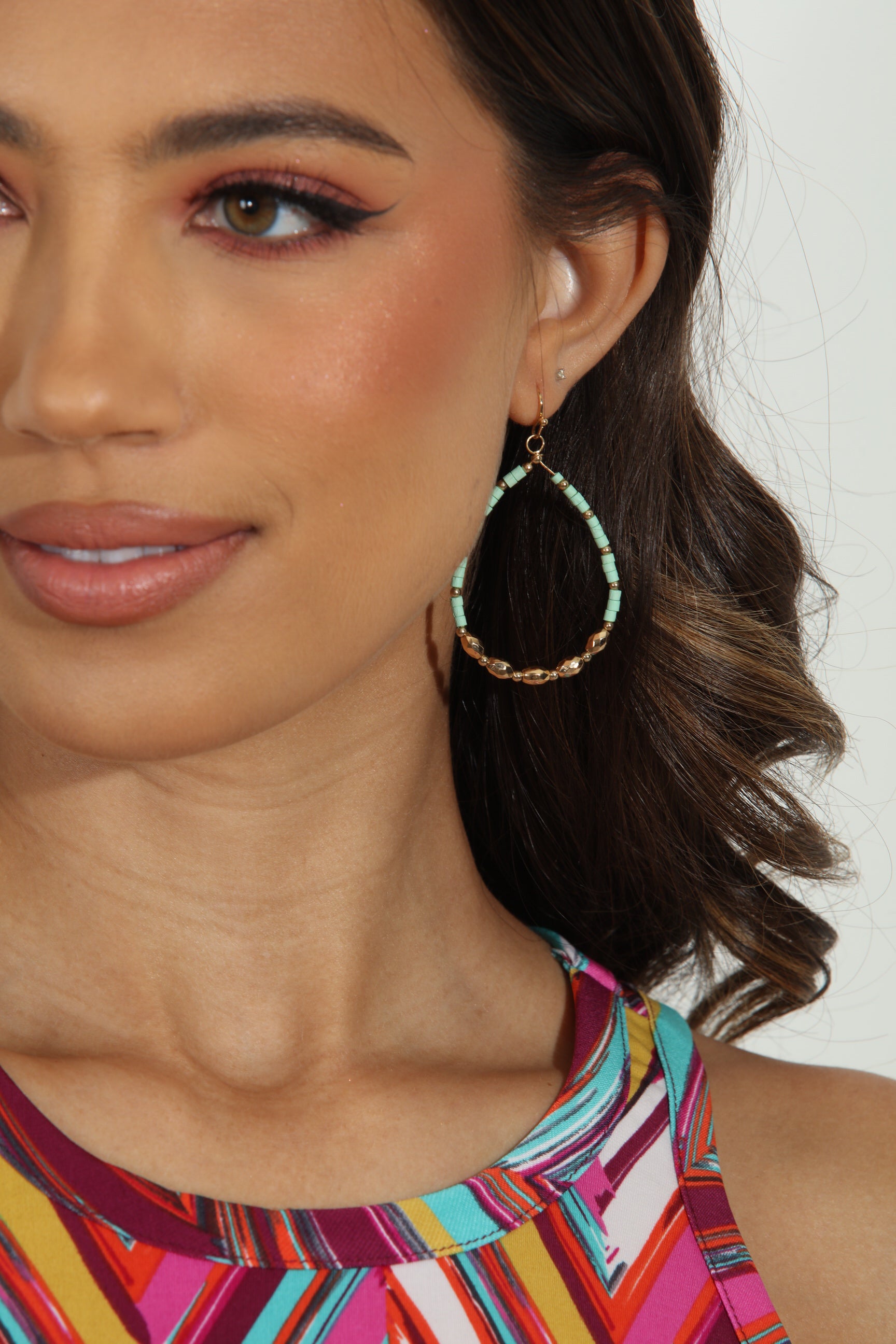 Gold and Mint Teardrop Earrings