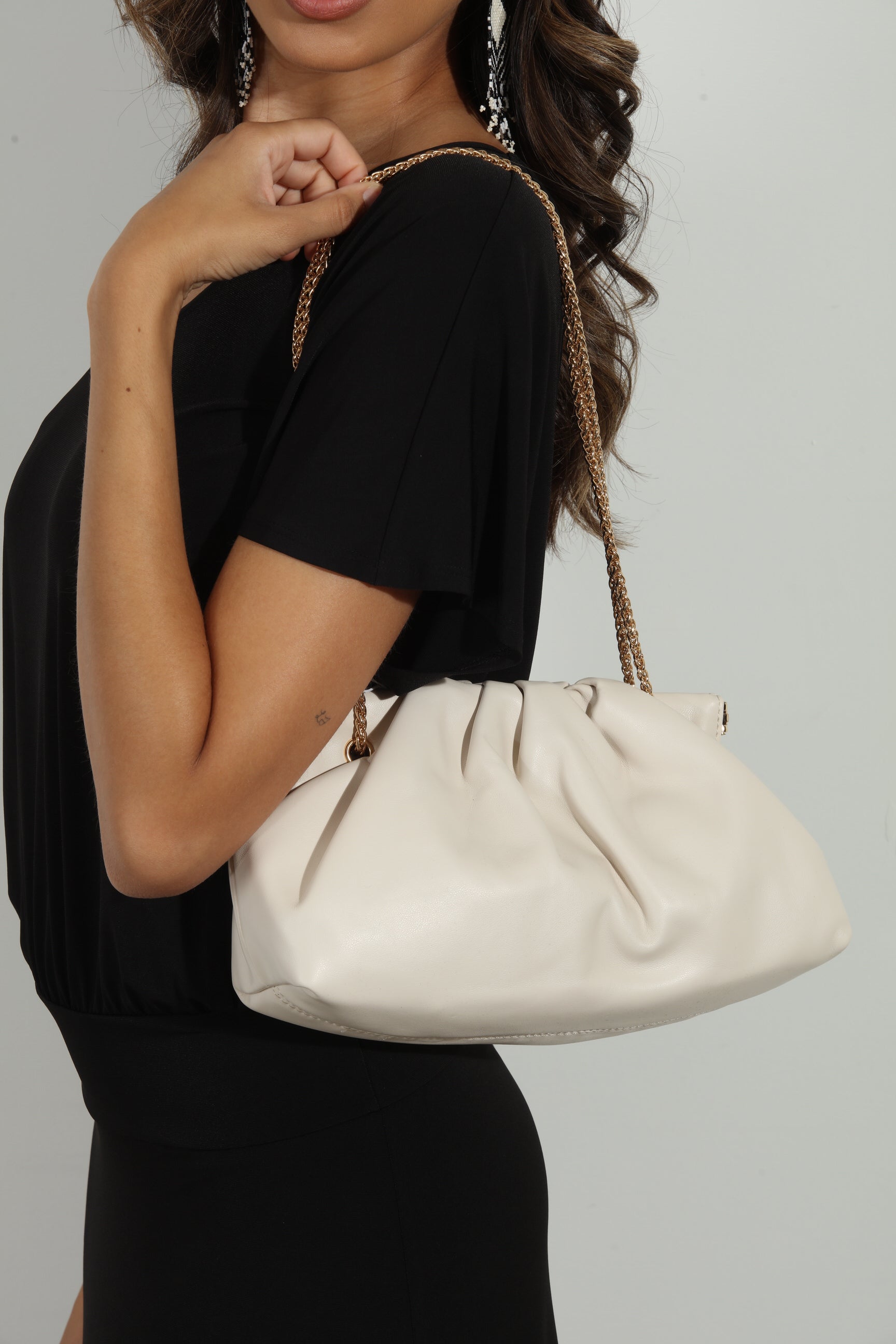 Oat Faux Leather Pouch Purse
