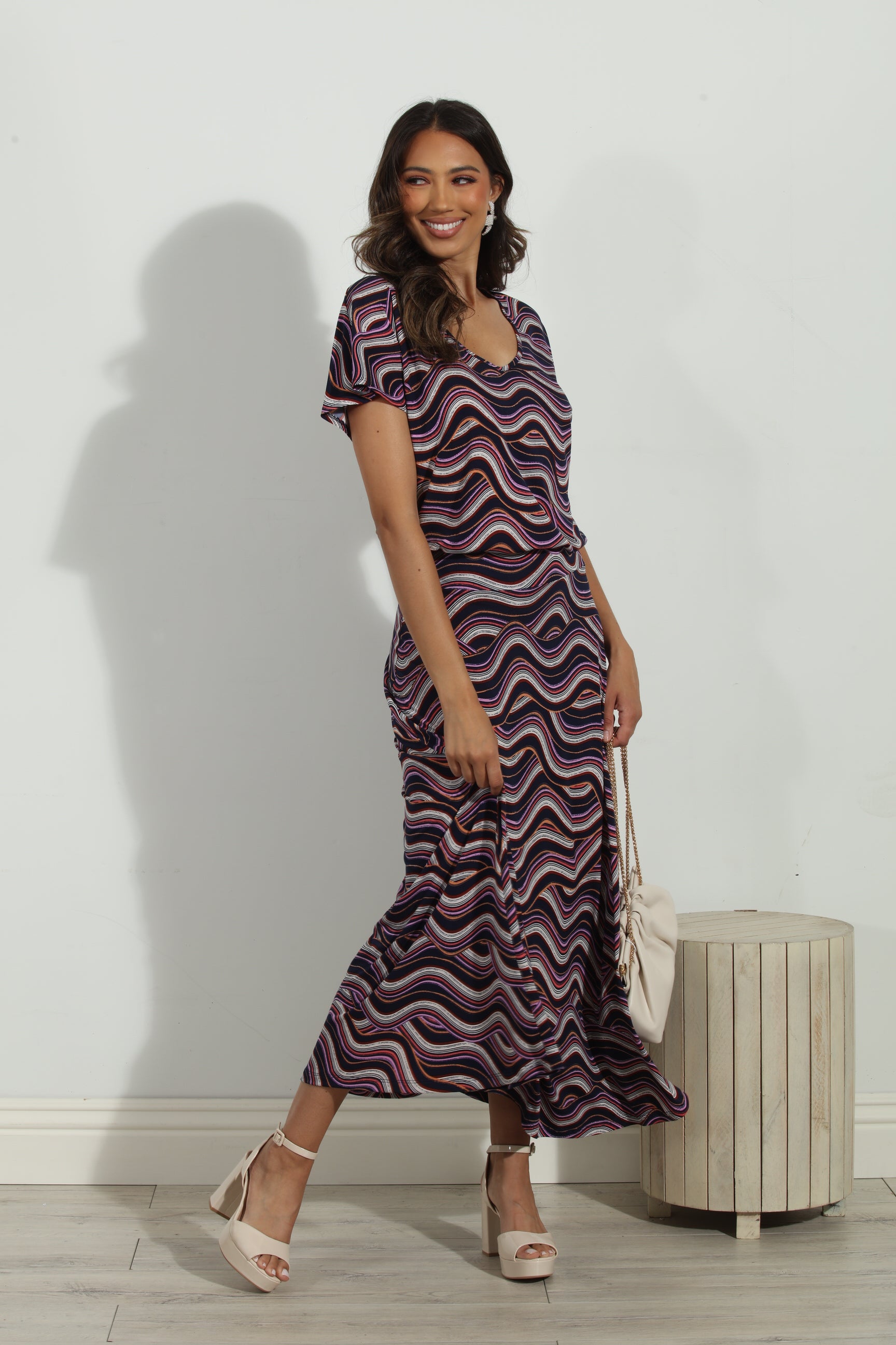 Leanna Short Sleeve Drop Waist Maxi Dress