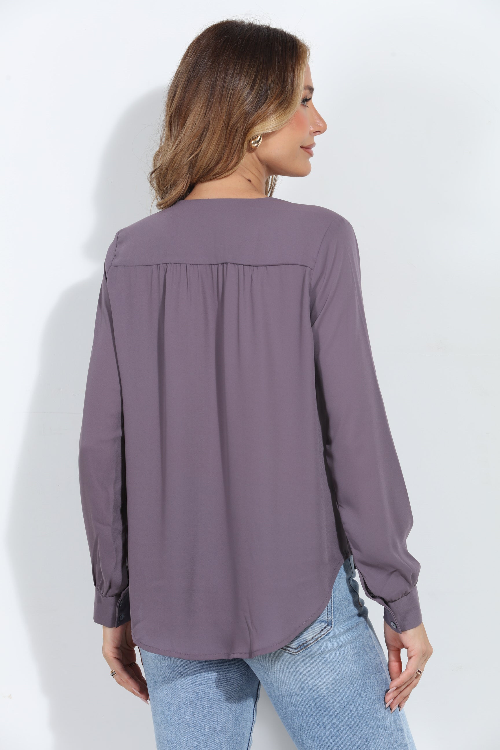 Quail V-Neck Front Pleat Blouse